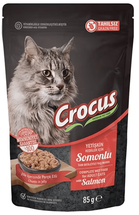 Crocus Tahılsız Kedi Somonlu Jöleli Pouch Yaş Mama 85 G