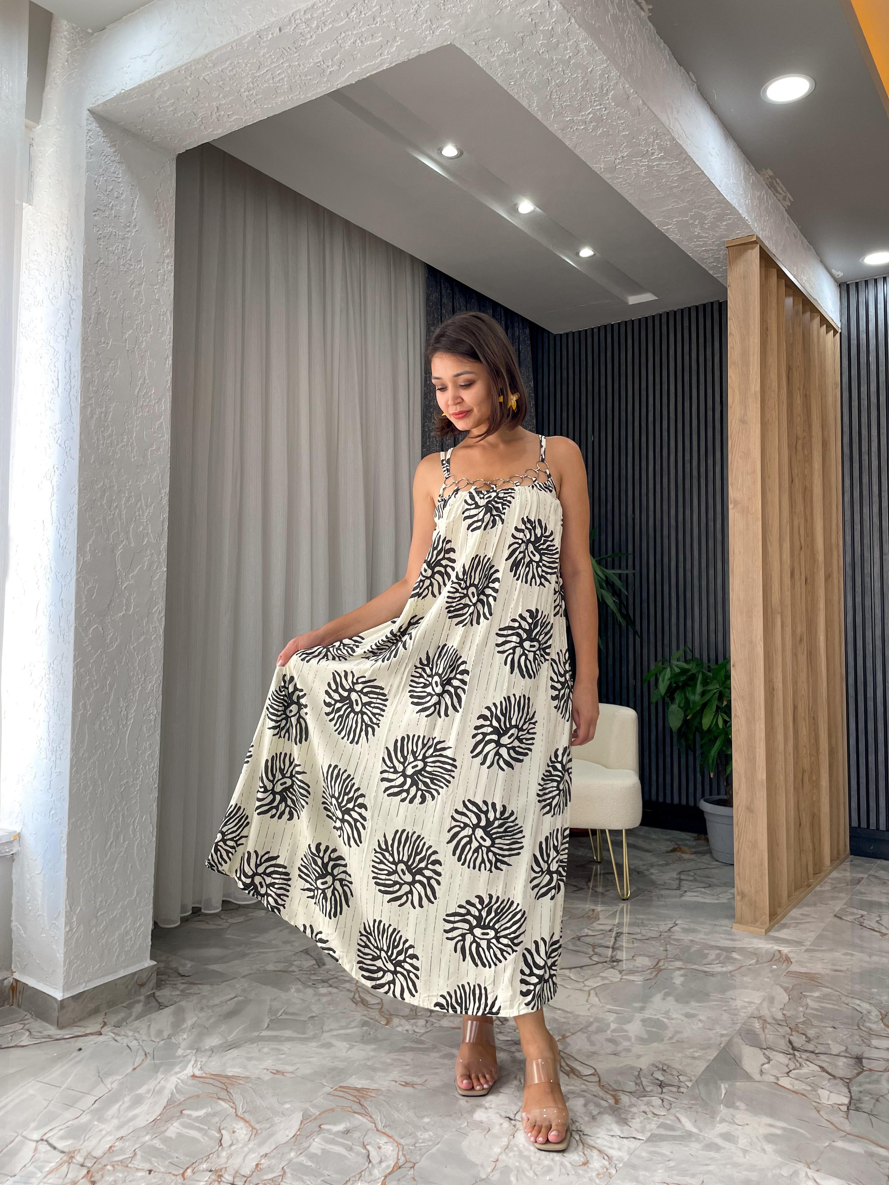 HALKA AKSESUAR DETAYLI ASKILI ELBİSE  25SHZ3266