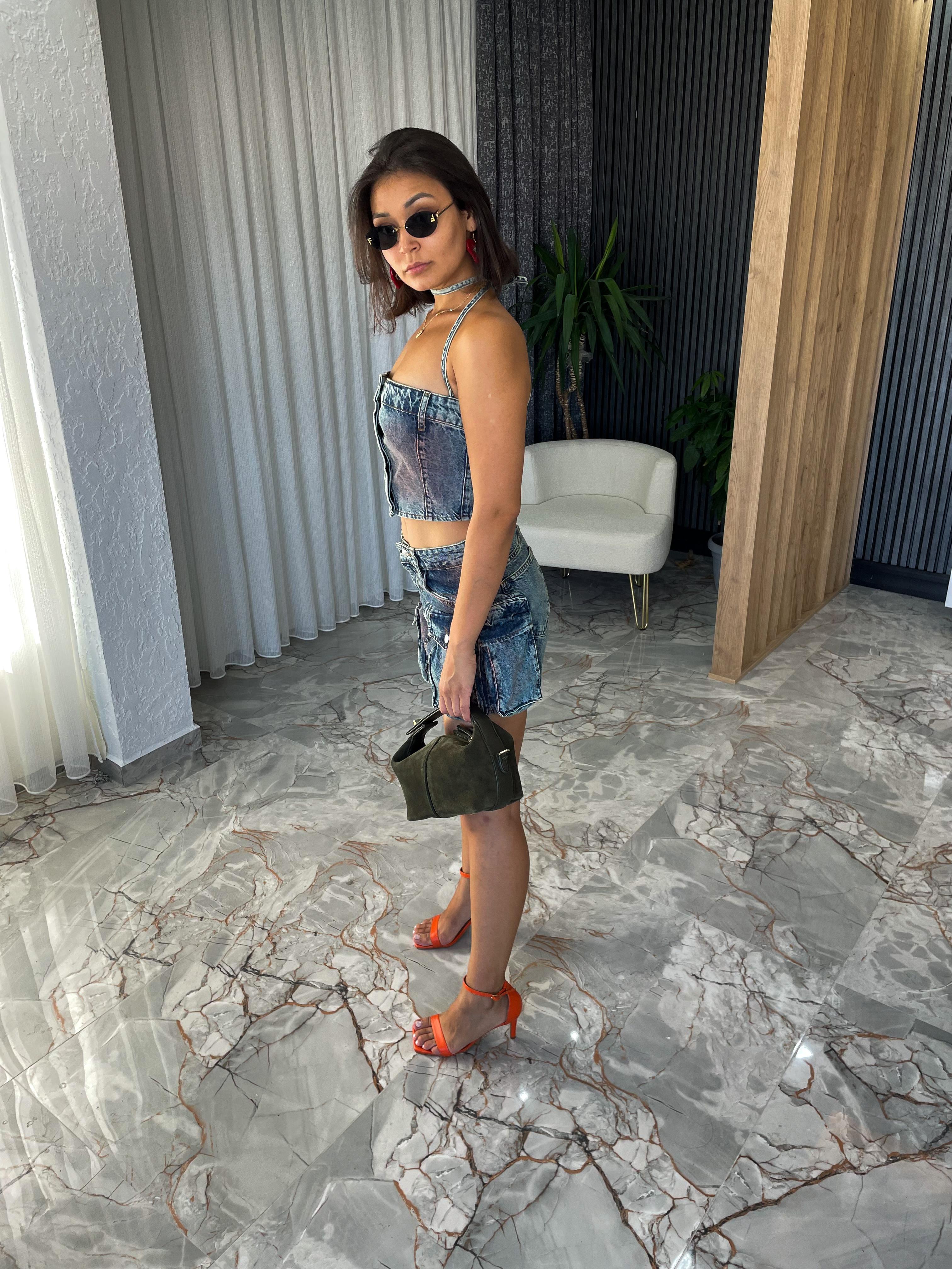 CROP ETEKLİ KOT TAKIM