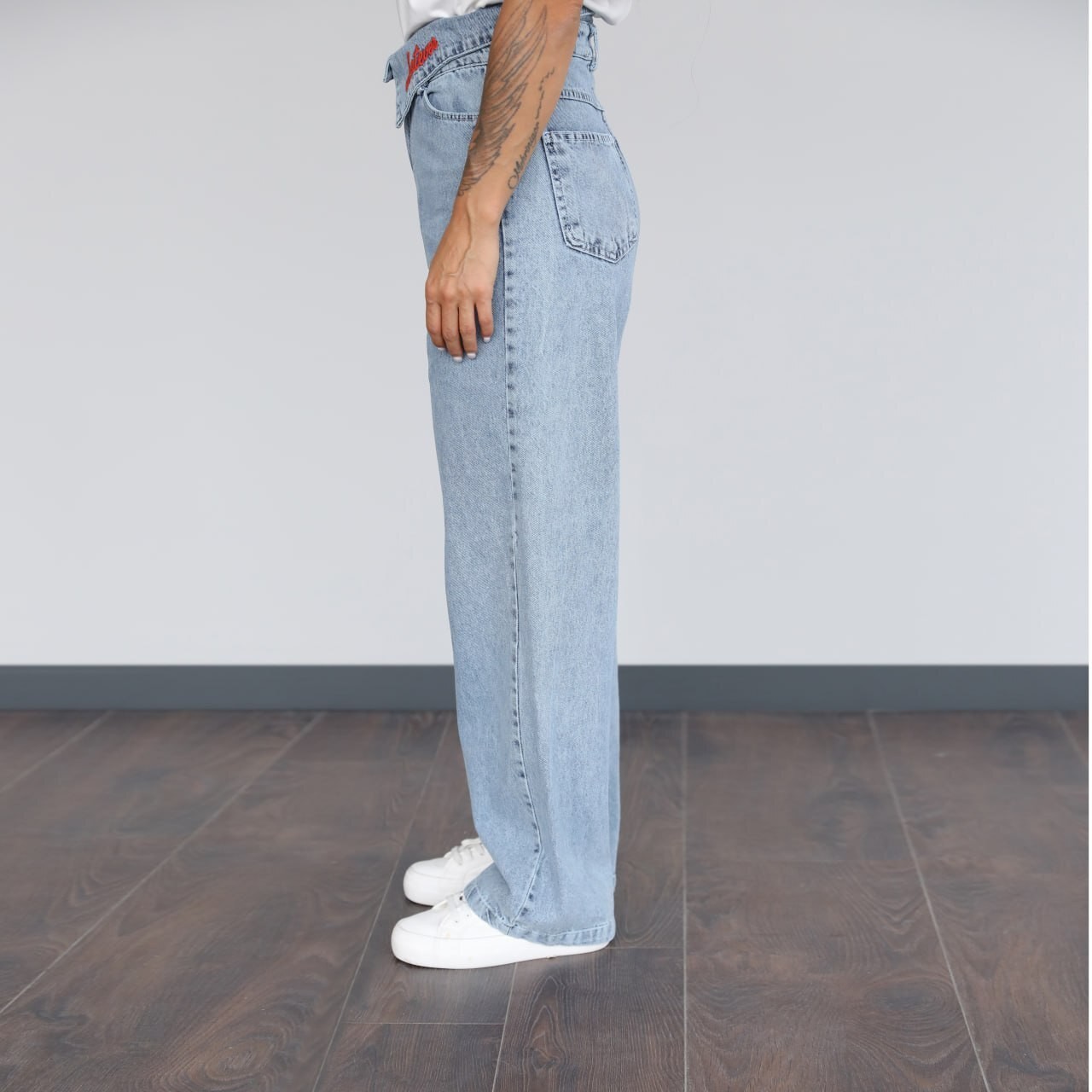 KOT PANTOLON, PALAZZO, BELİ KAT DETAYLI, YAZI DETAYLI, SOUL