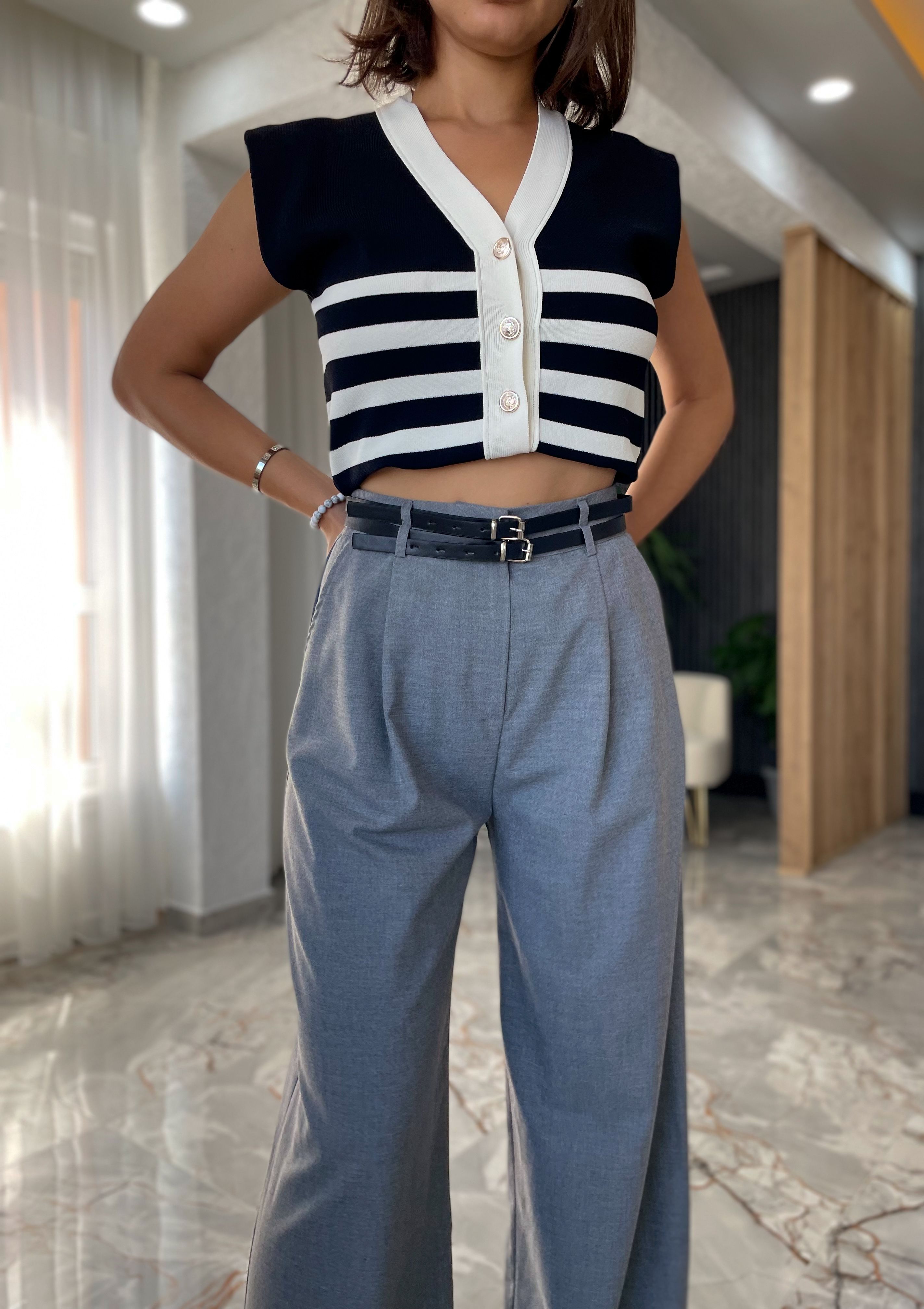 KEMERLİ PALAZZO PANTOLON 25S-32183PNT