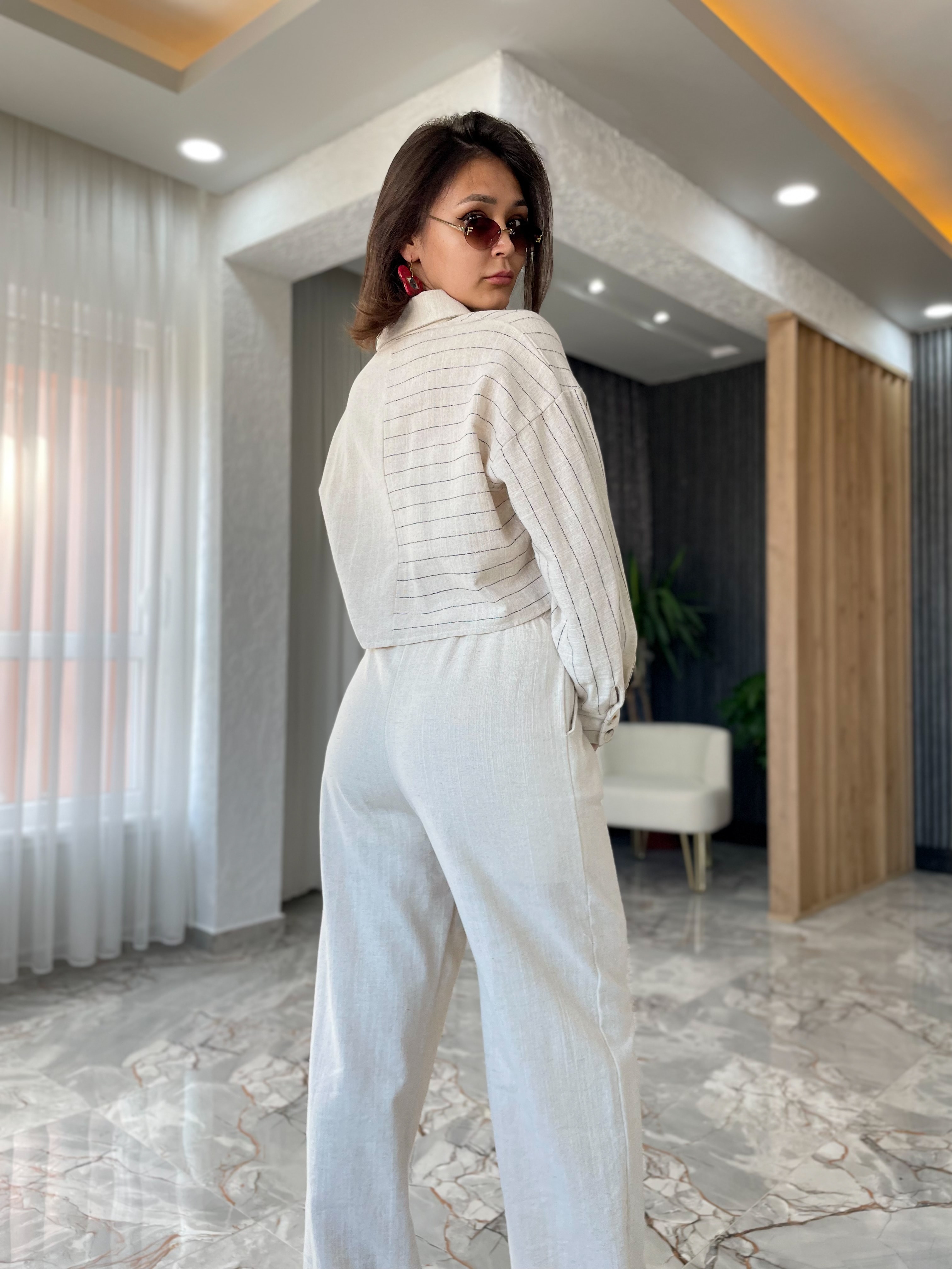 ÇİZGİLİ CROPLU PANTOLON TAKIM 