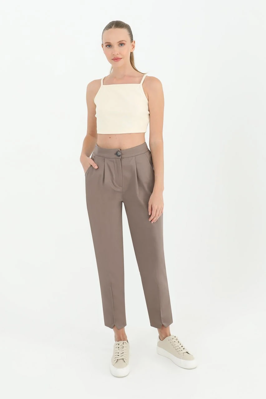 PANTOLON, PAÇA DETAYLI , PAMUK