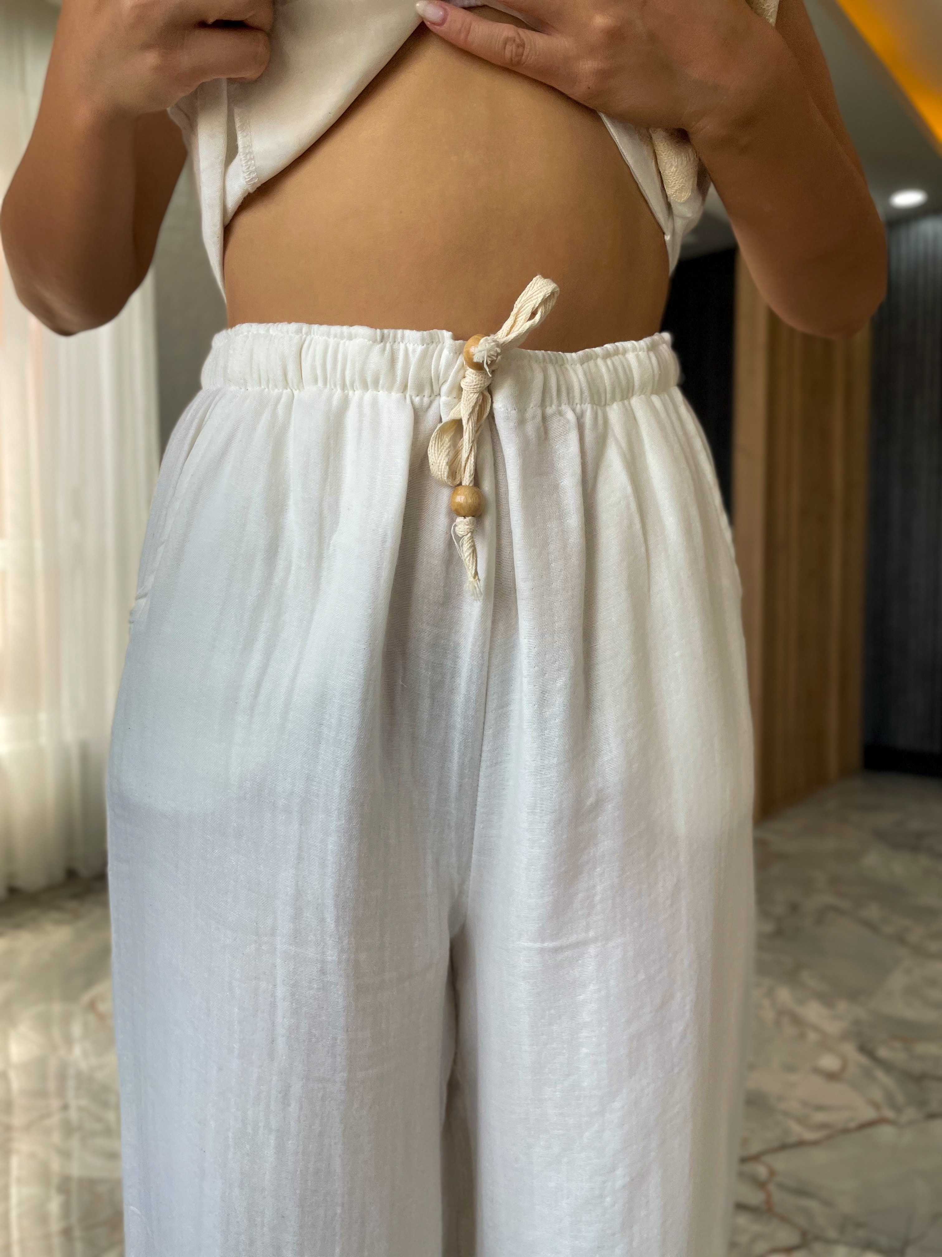 BELİ LASTİKLİ BOL PAÇA PANTOLON 