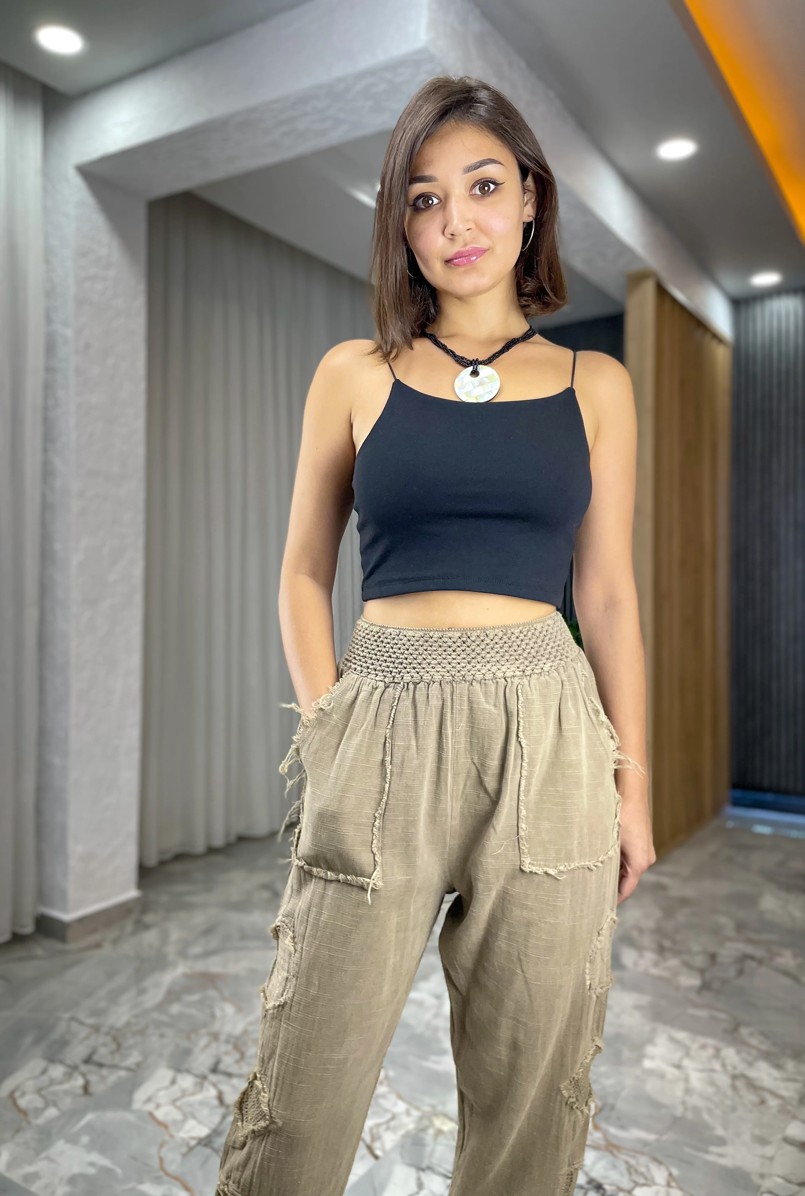 FİLELİ KETEN ŞALVAR PANTOLON