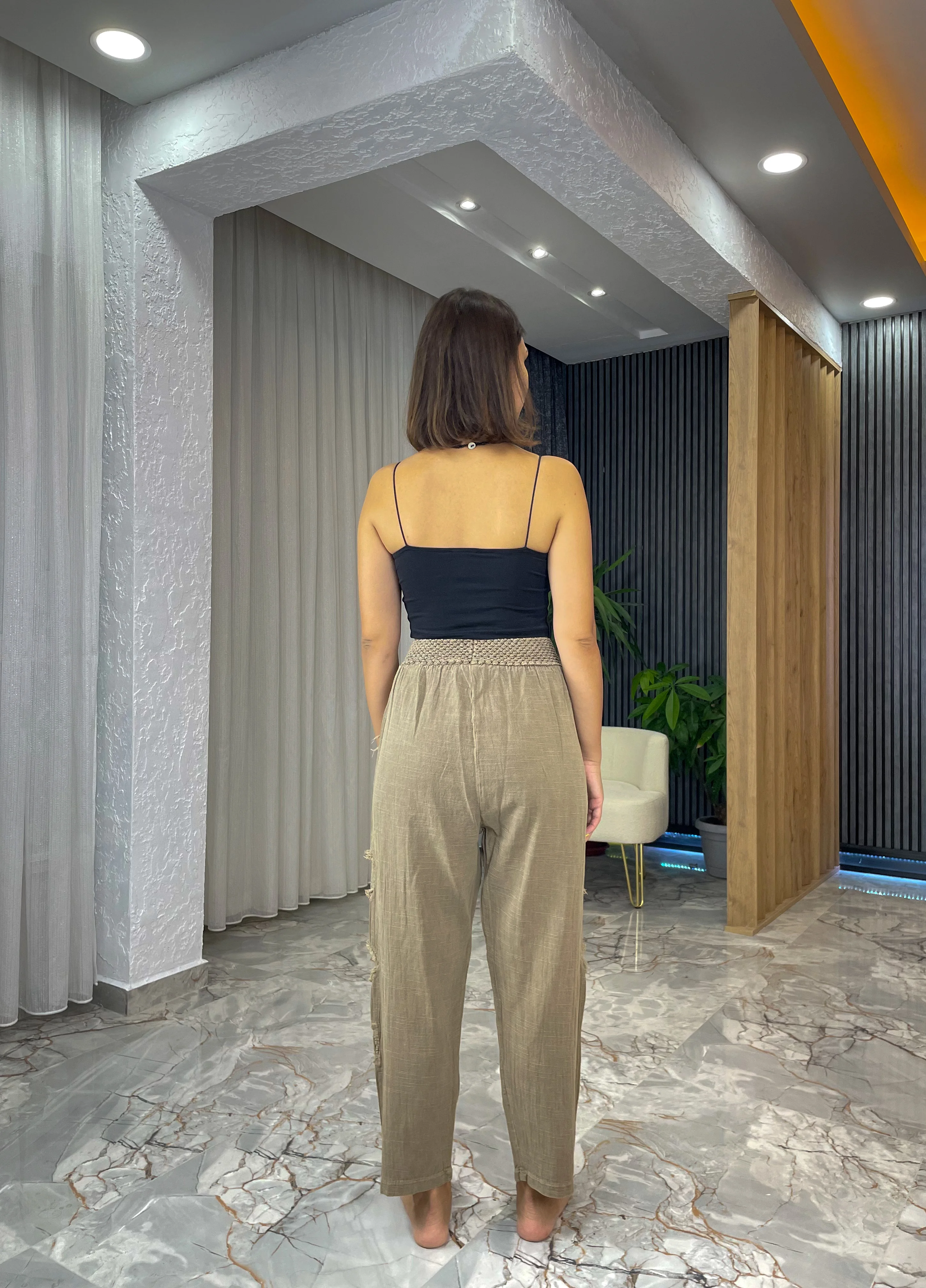 FİLELİ KETEN ŞALVAR PANTOLON