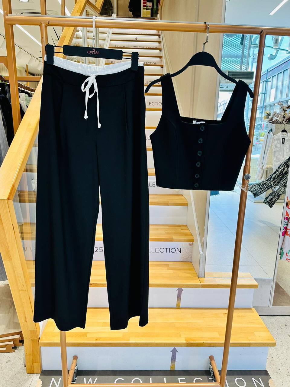 SATEN GARNİLİ BAĞCIKLI PANTOLON 