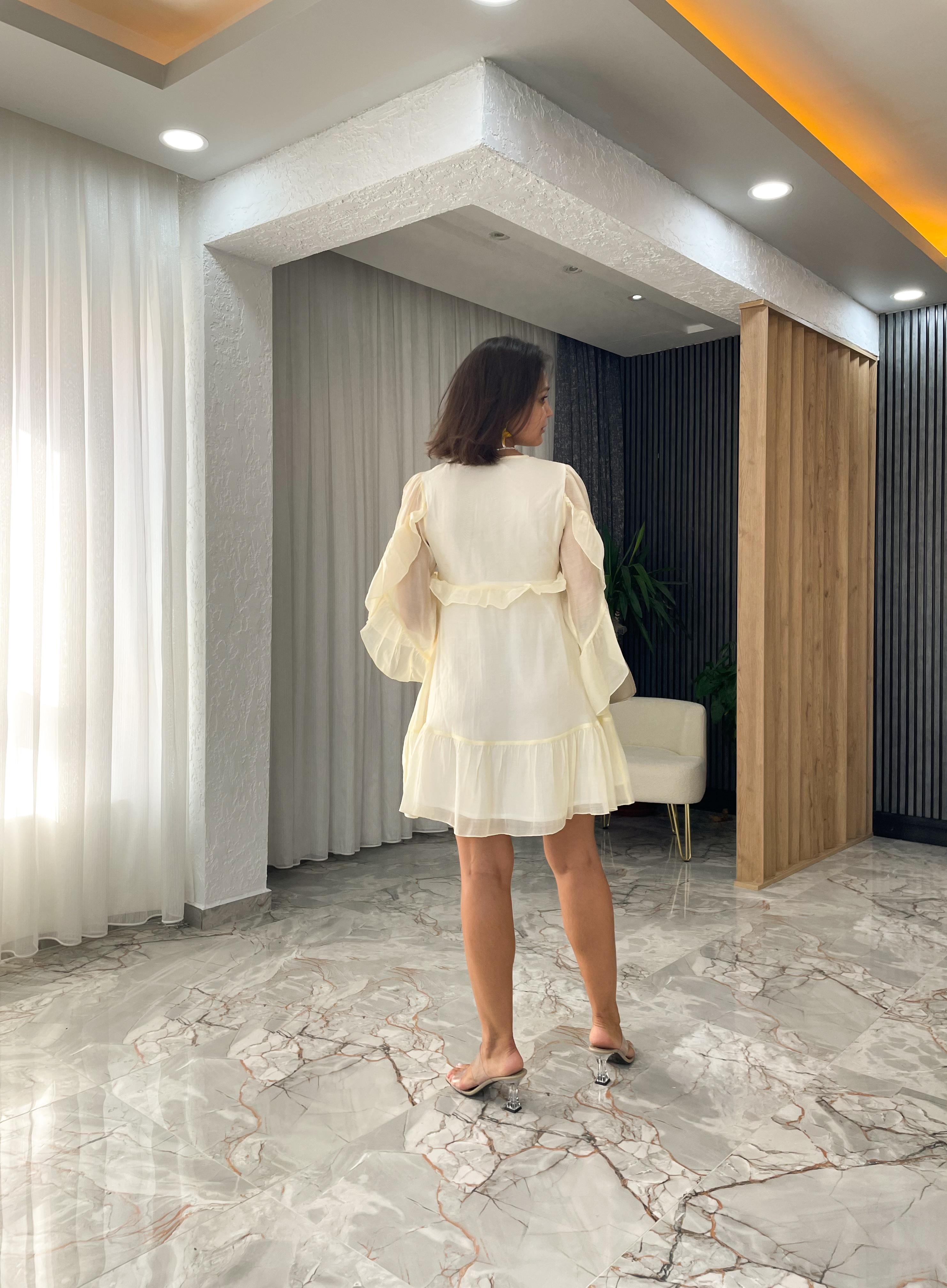 V YAKA KISA ELBİSE ULT25S1263