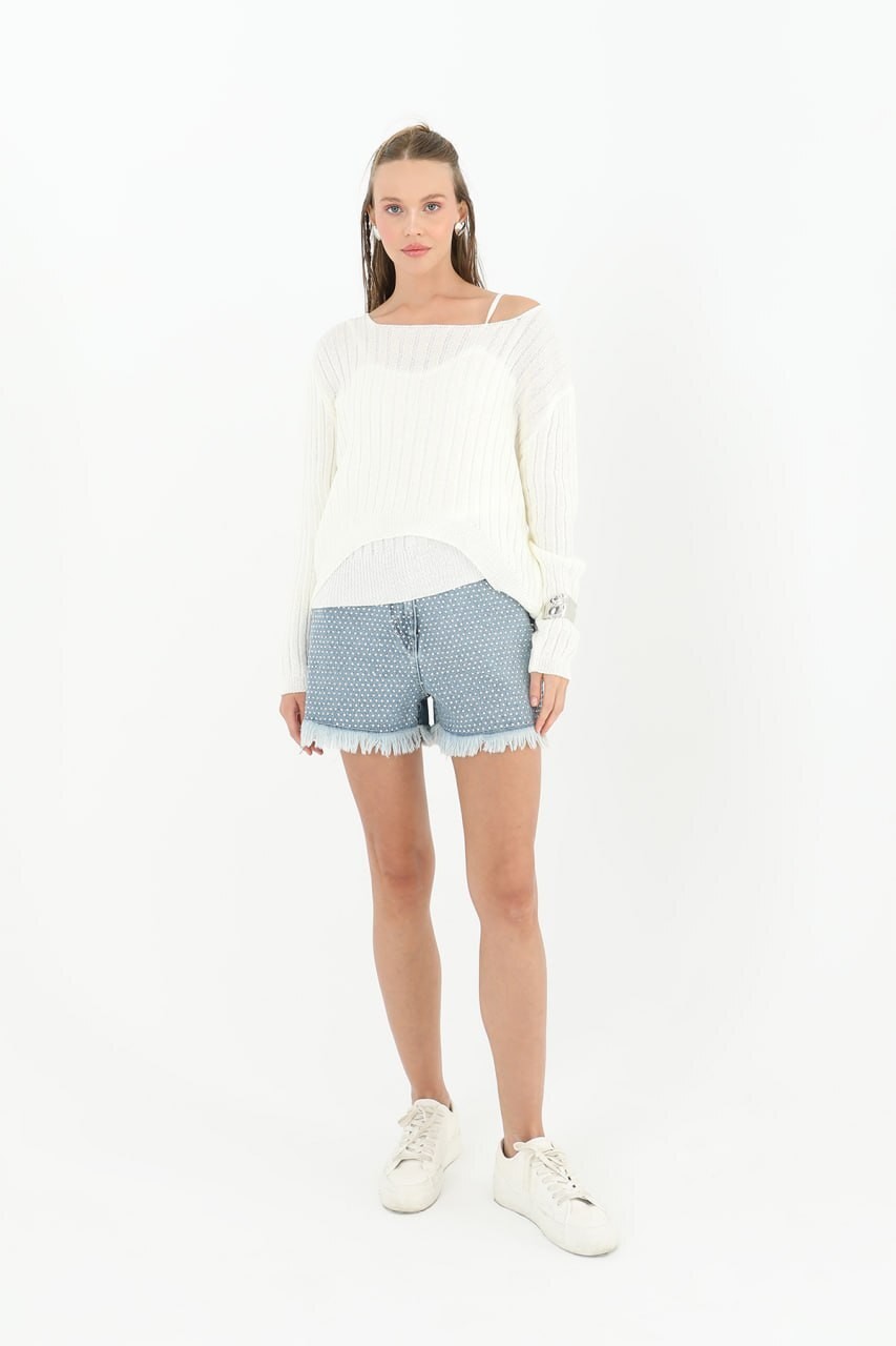 İKİLİ ÖRGÜ TAKIM BLUZ CROP SL24S-31779BLZ