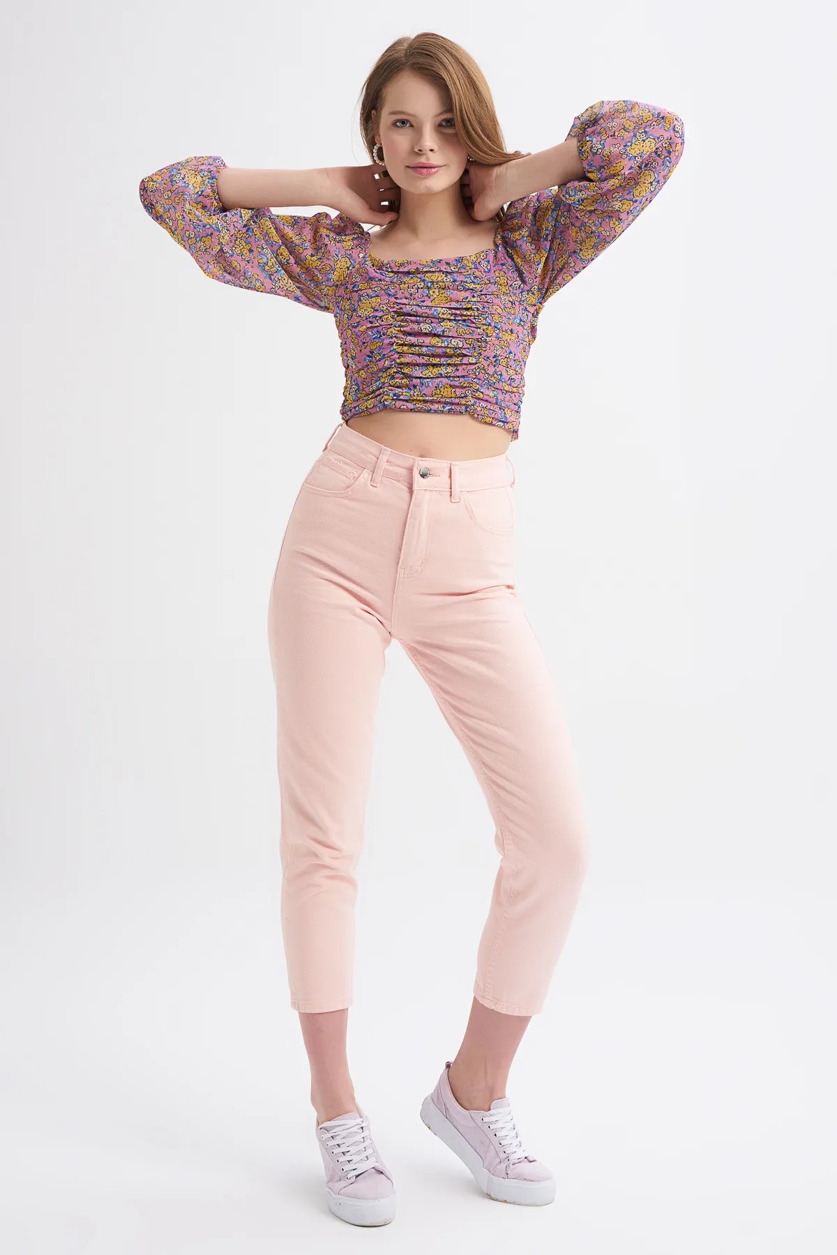 Quzu Gabardin Mom Jean Pantolon