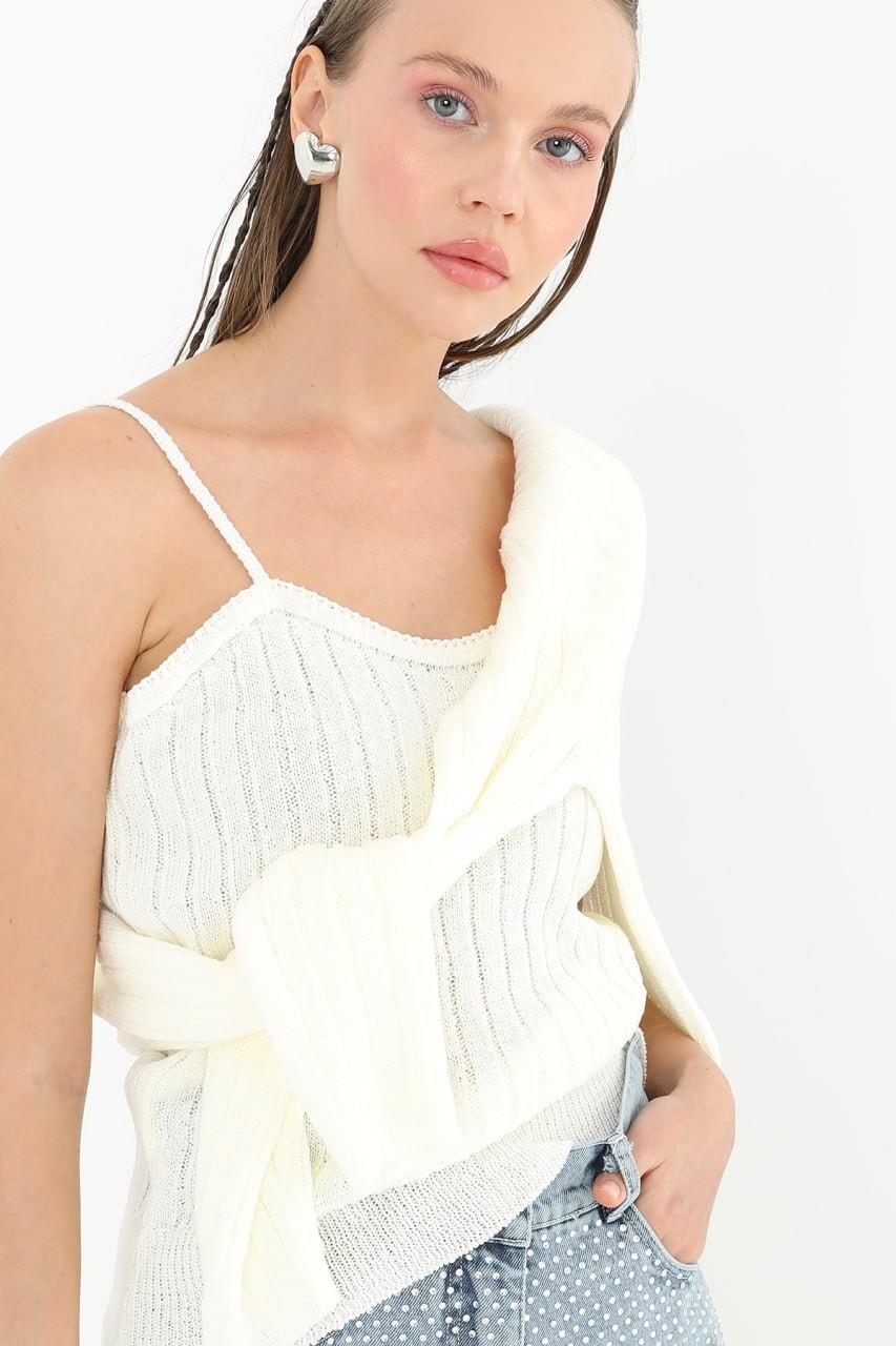 İKİLİ ÖRGÜ TAKIM BLUZ CROP SL24S-31779BLZ