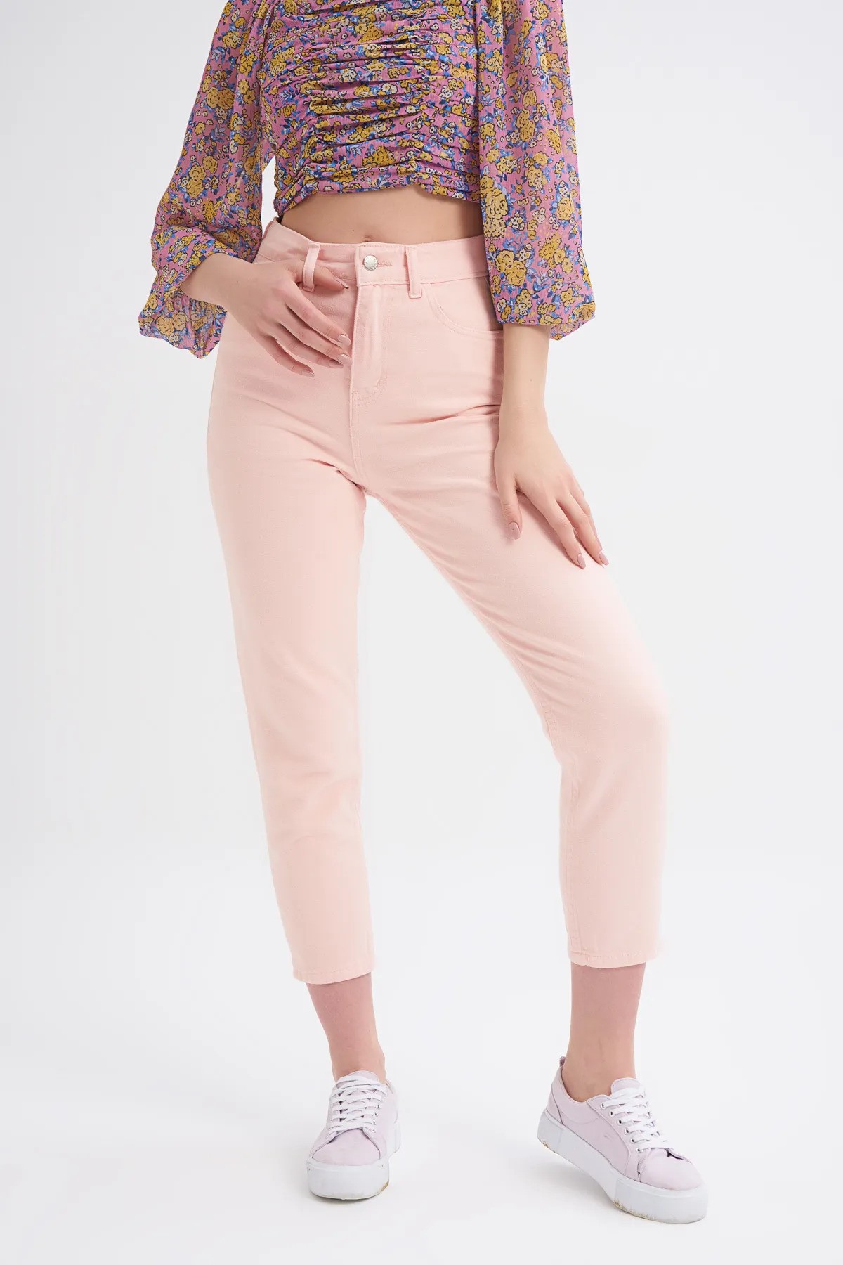 Quzu Gabardin Mom Jean Pantolon