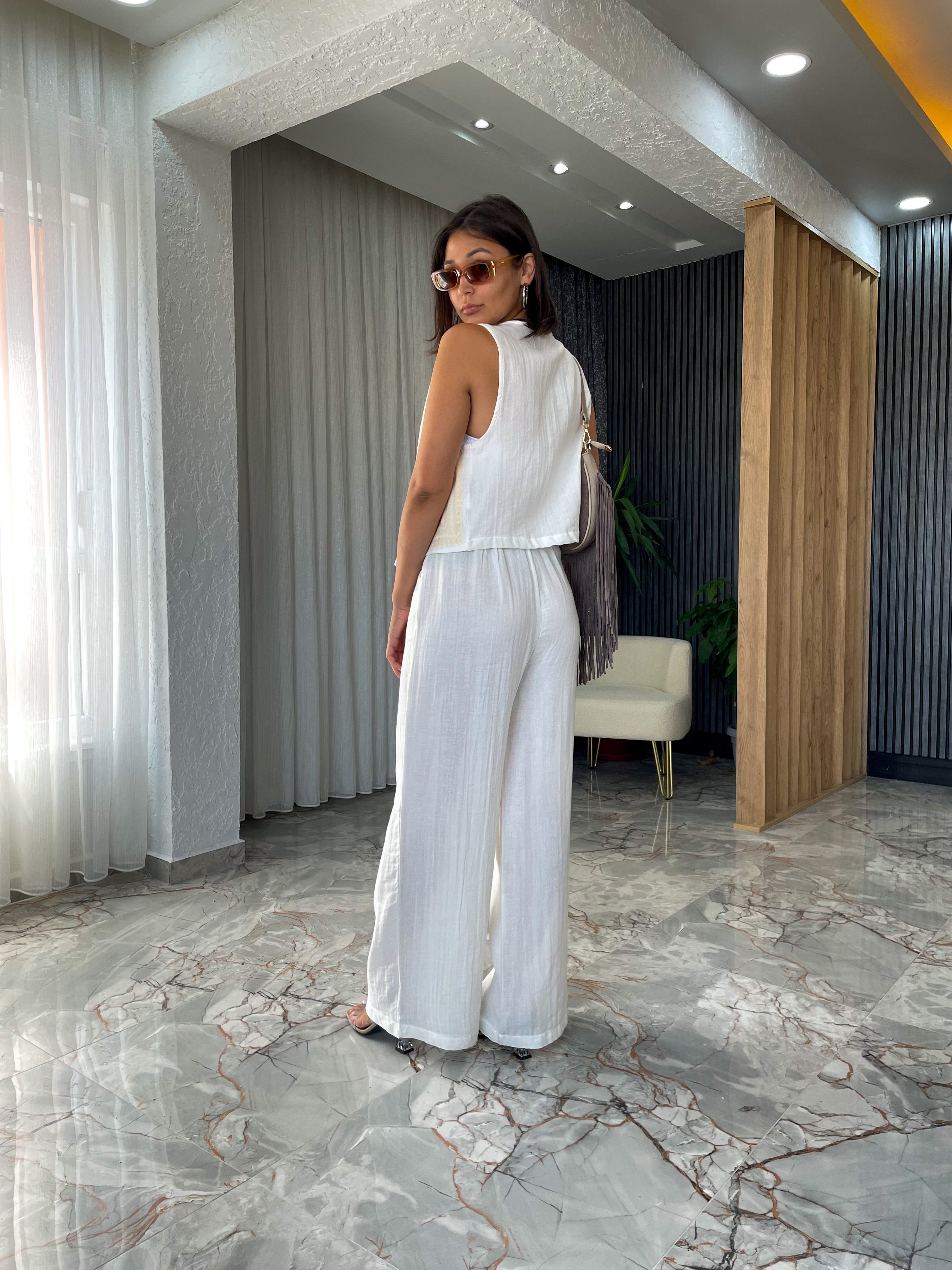 BELİ LASTİKLİ BOL PAÇA PANTOLON 