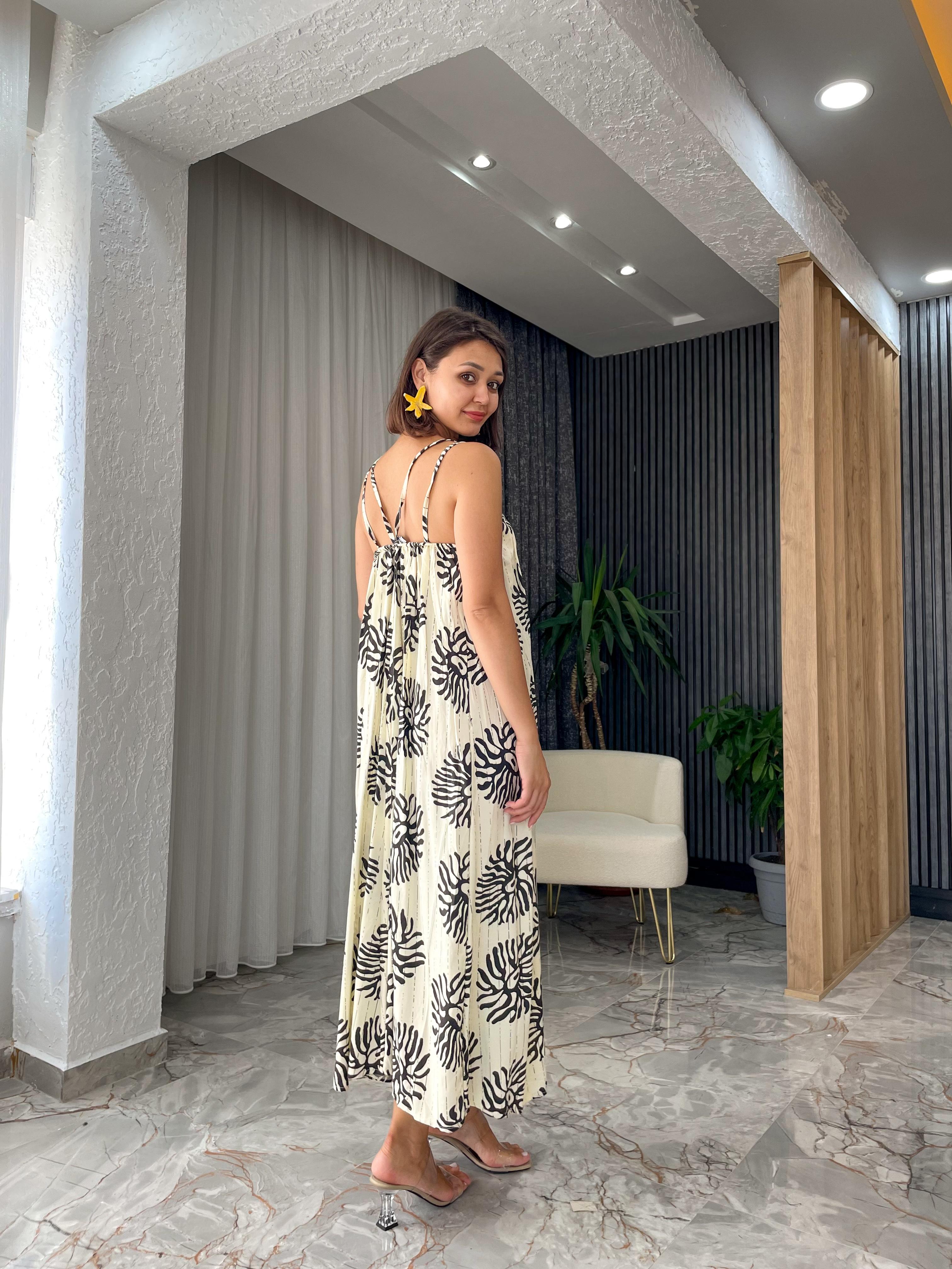 HALKA AKSESUAR DETAYLI ASKILI ELBİSE  25SHZ3266
