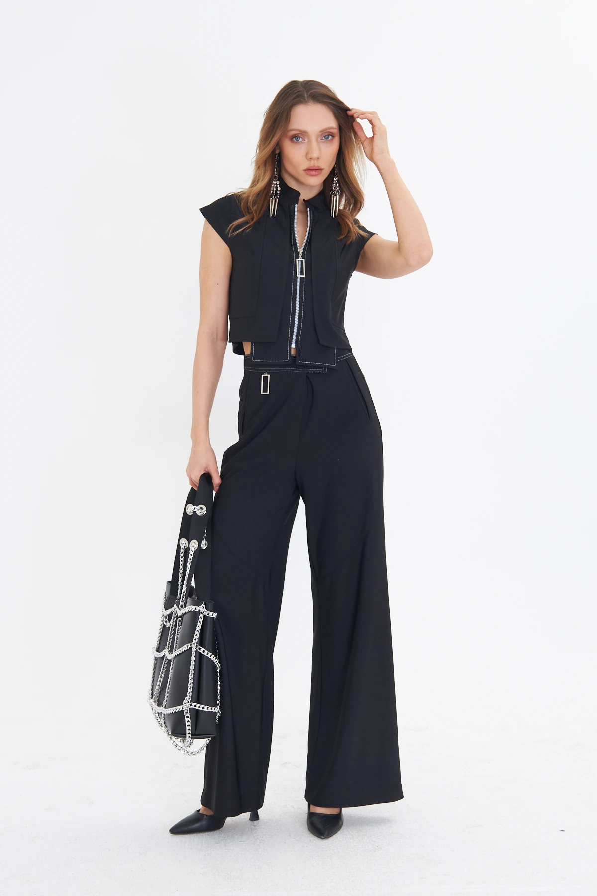 FERMUARLI SİYAH CEKET BLUZ