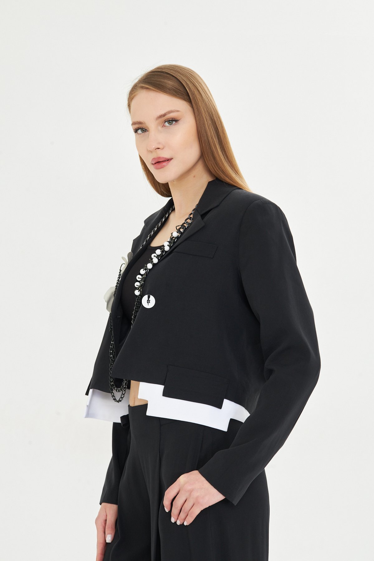 SİYAH TENCEL KUMAŞ CEKET