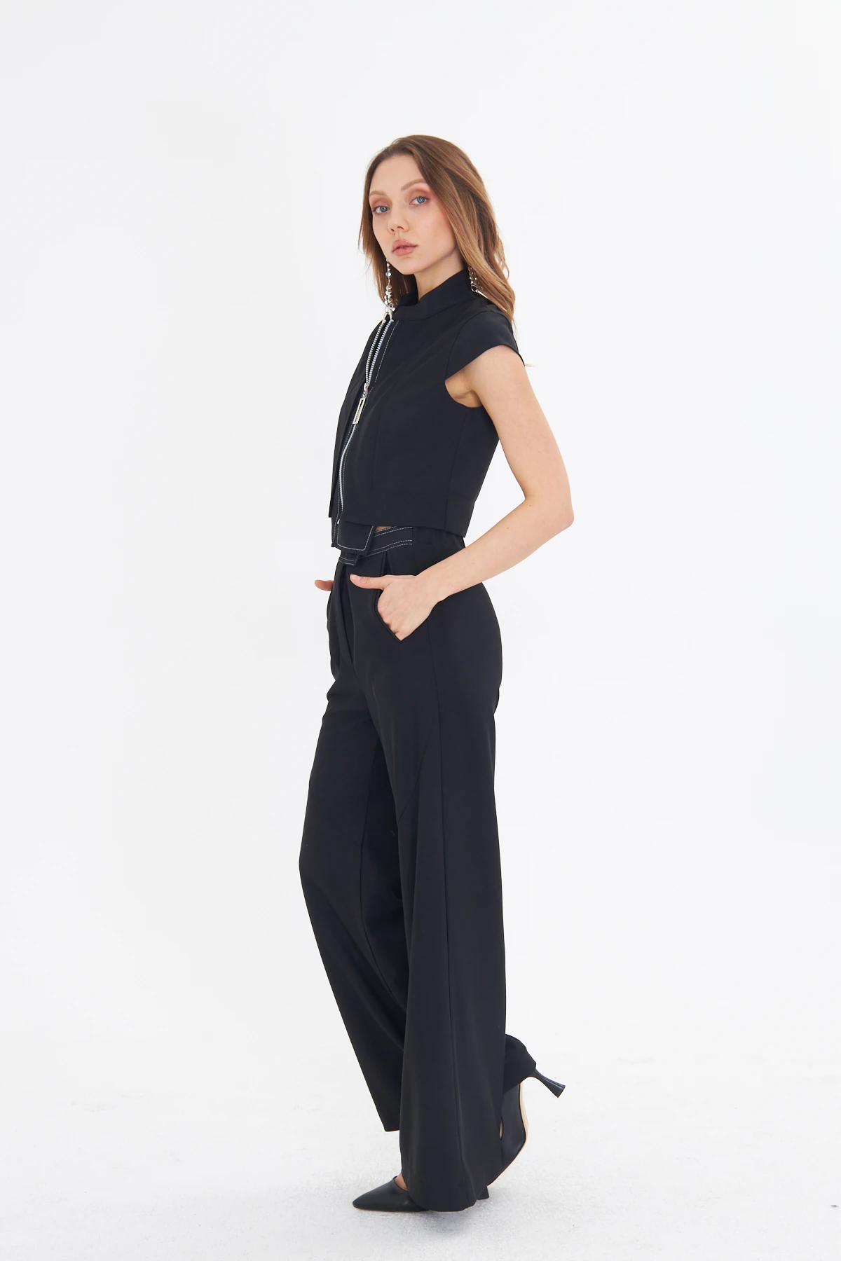 FERMUARLI SİYAH CEKET BLUZ