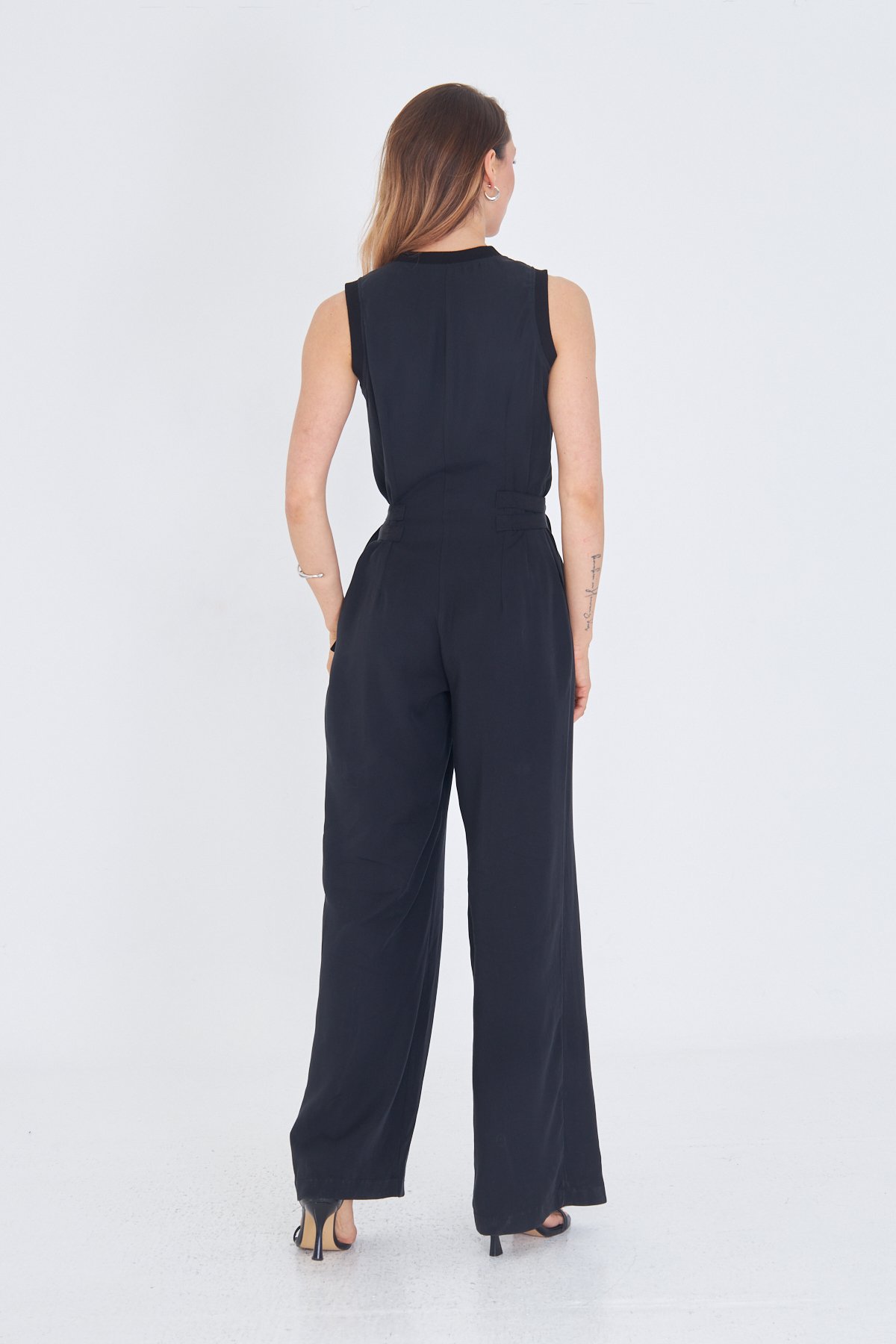 SİYAH TENCEL KUMAŞ CASUAL TULUM