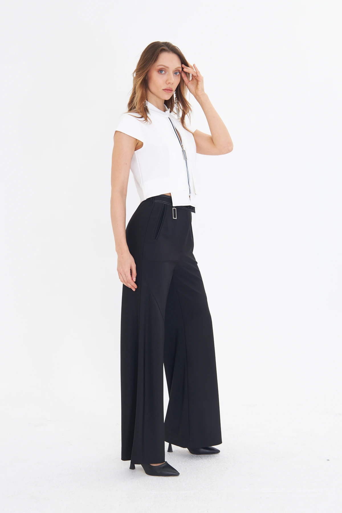 FERMUARLI BEYAZ CEKET BLUZ