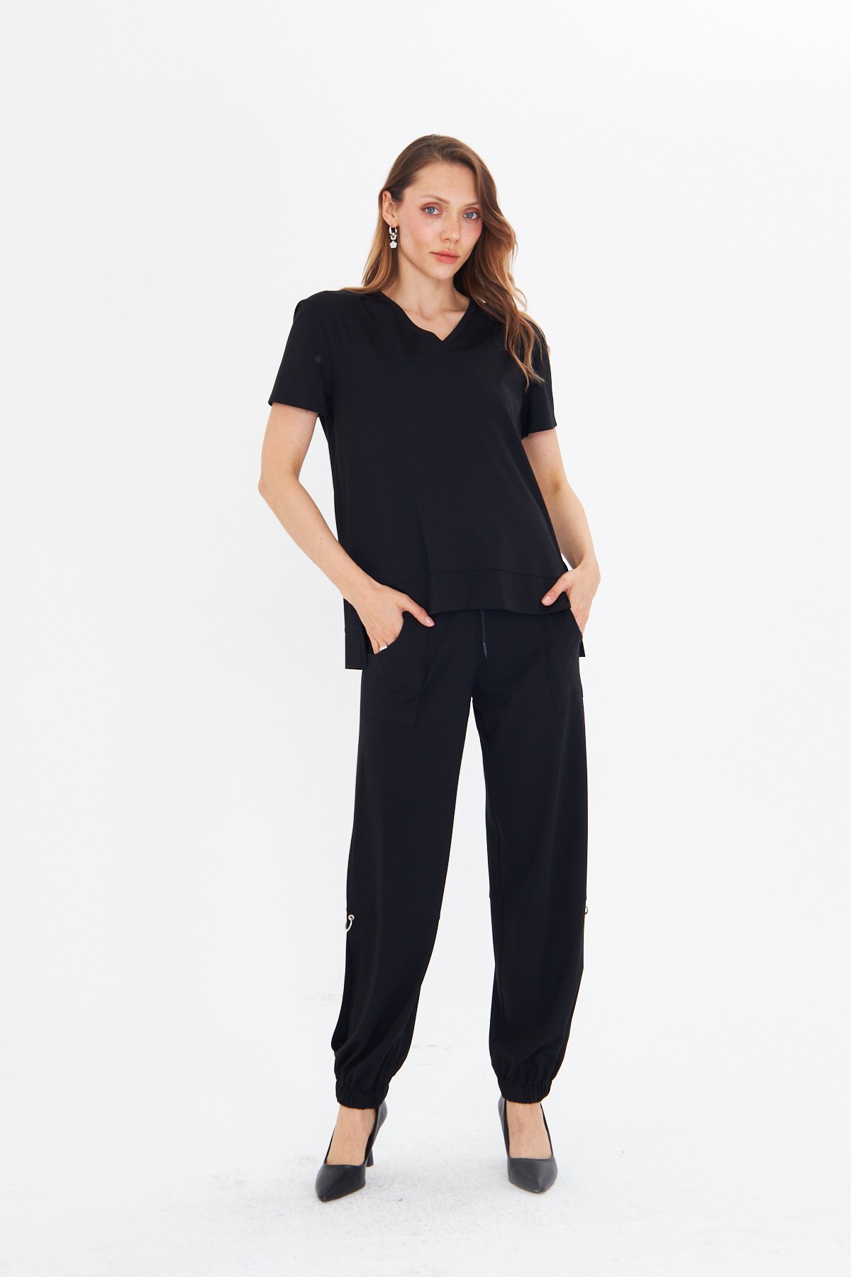 HALKA DETAY SİYAH BASIC JOGGER