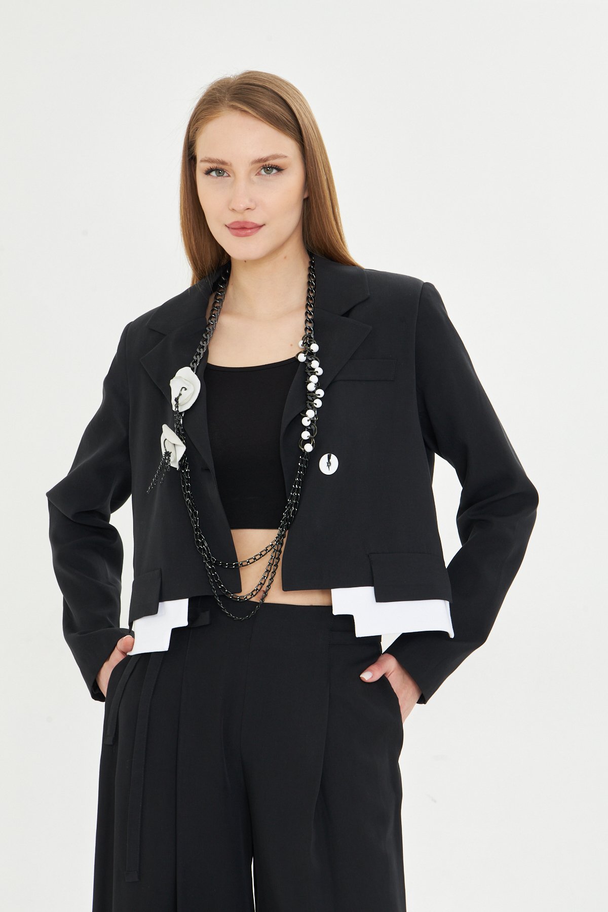 SİYAH TENCEL KUMAŞ CEKET