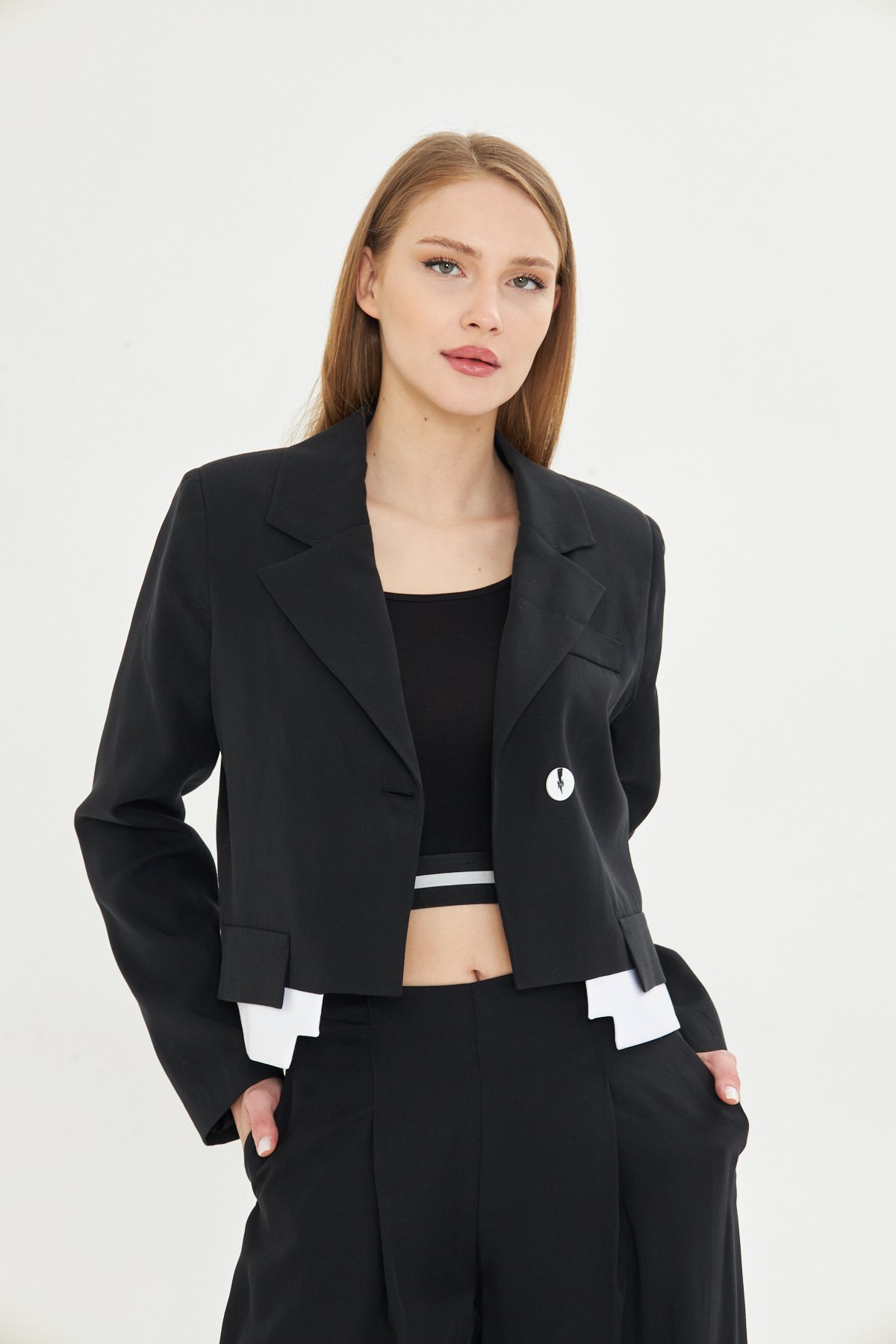 SİYAH TENCEL KUMAŞ CEKET
