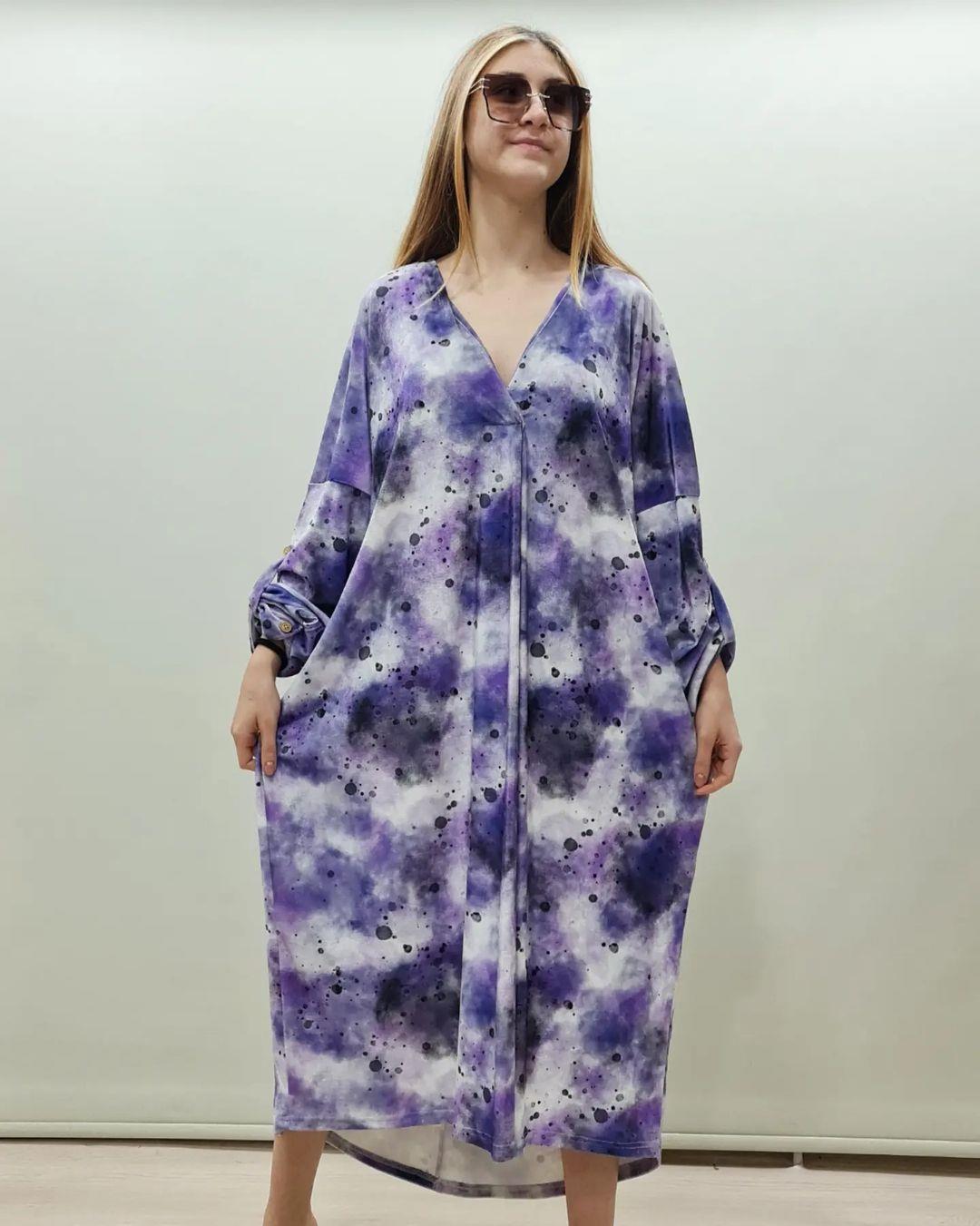 İtalyan Kadife Elbise - LİLA