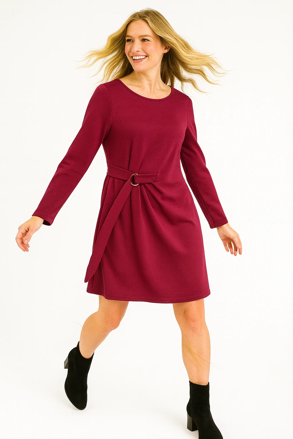 İtalyan Tasarım Saten Elbise - BORDO