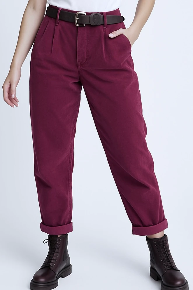 İtalyan Havuç Model Likralı Kadife Pantolon - MÜRDÜM