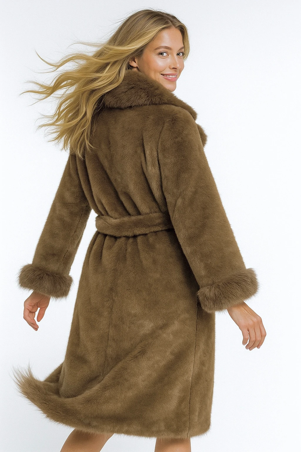 İtalyan Önden Bağlamalı Kürk - KAHVERENGİ