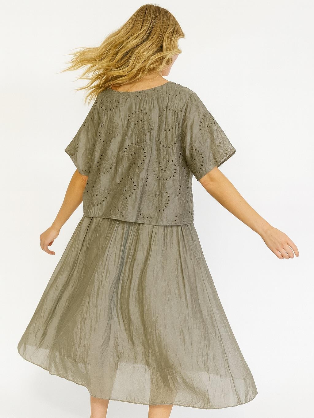 İtalyan Fisto Detaylı Elbise - VİZON