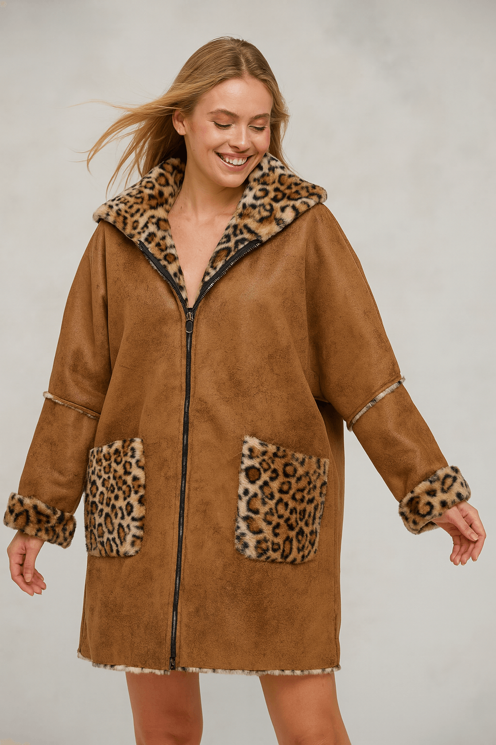 İtalyan İçi Kürklü Kaban - KAHVE