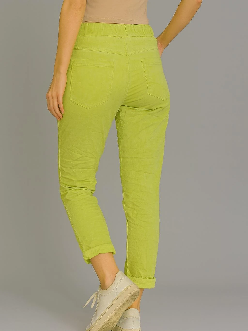 İtalyan Lepoar Desenli Likralı Pantolon - YEŞİL