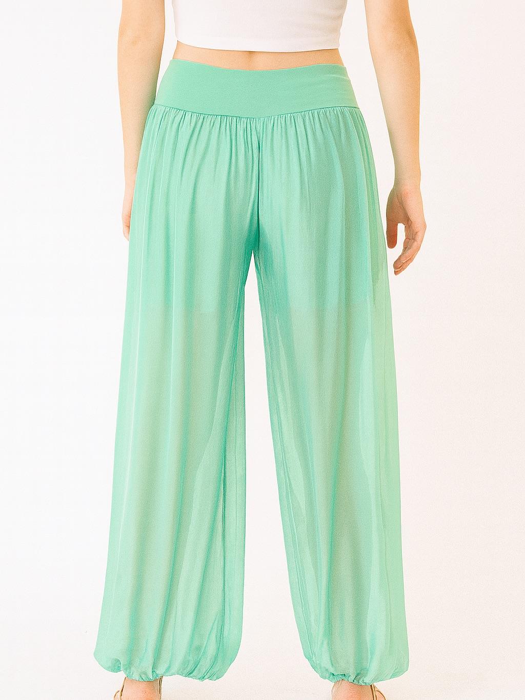 İtalyan İpek Pantolon - YOSUN YEŞİLİ