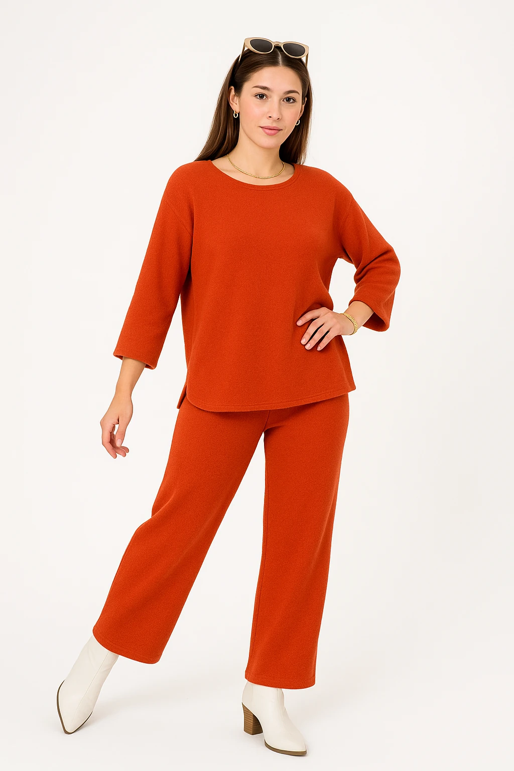 İtalyan Bisiklet Yaka 2'Li Triko Takım - KİREMİT