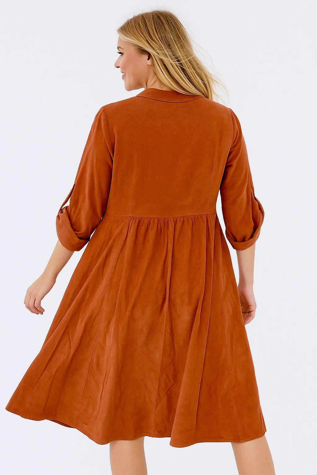 İtalyan Pul Payet Detaylı Kadife Elbise - TUĞLA