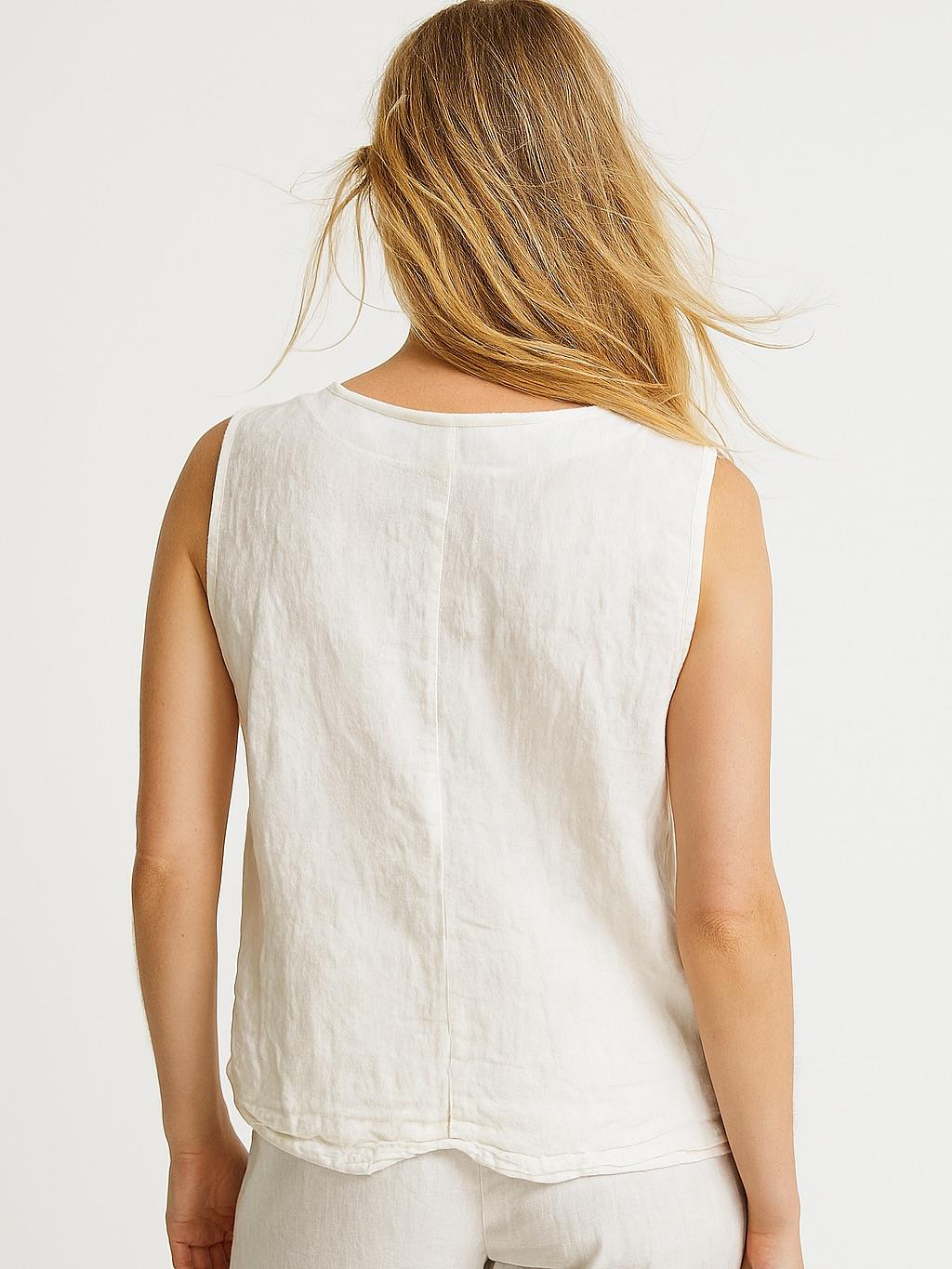 İtalyan Keten Yelek - BEYAZ