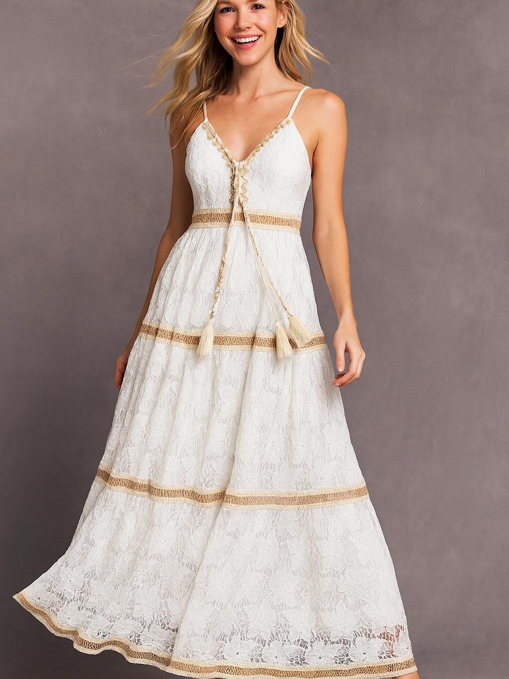 İtalyan Dantel Elbise - BEYAZ