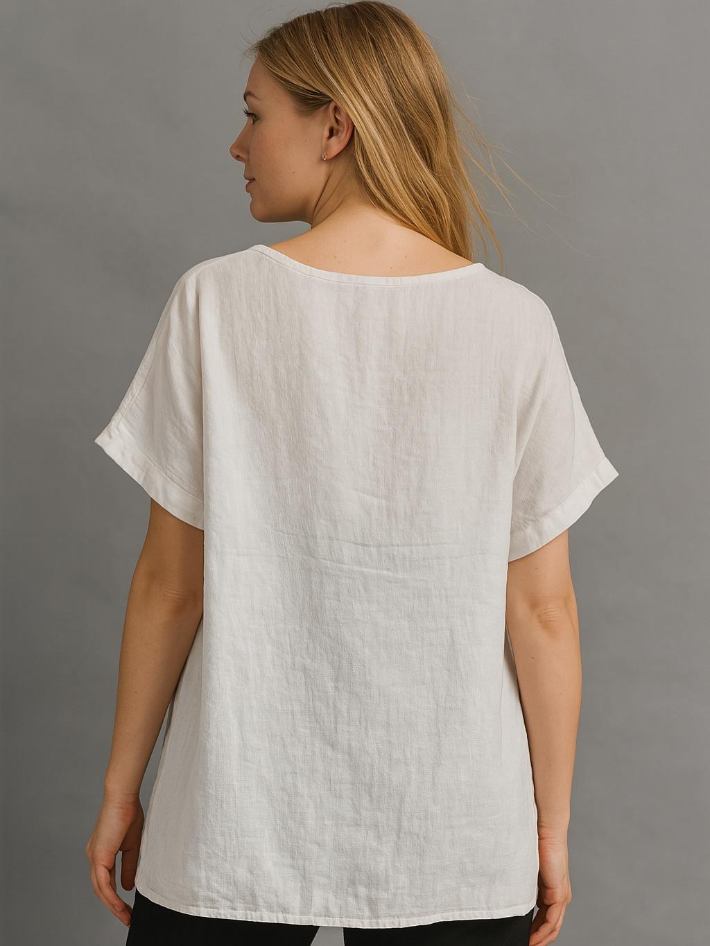 İtalyan Keten Bluz - BEYAZ