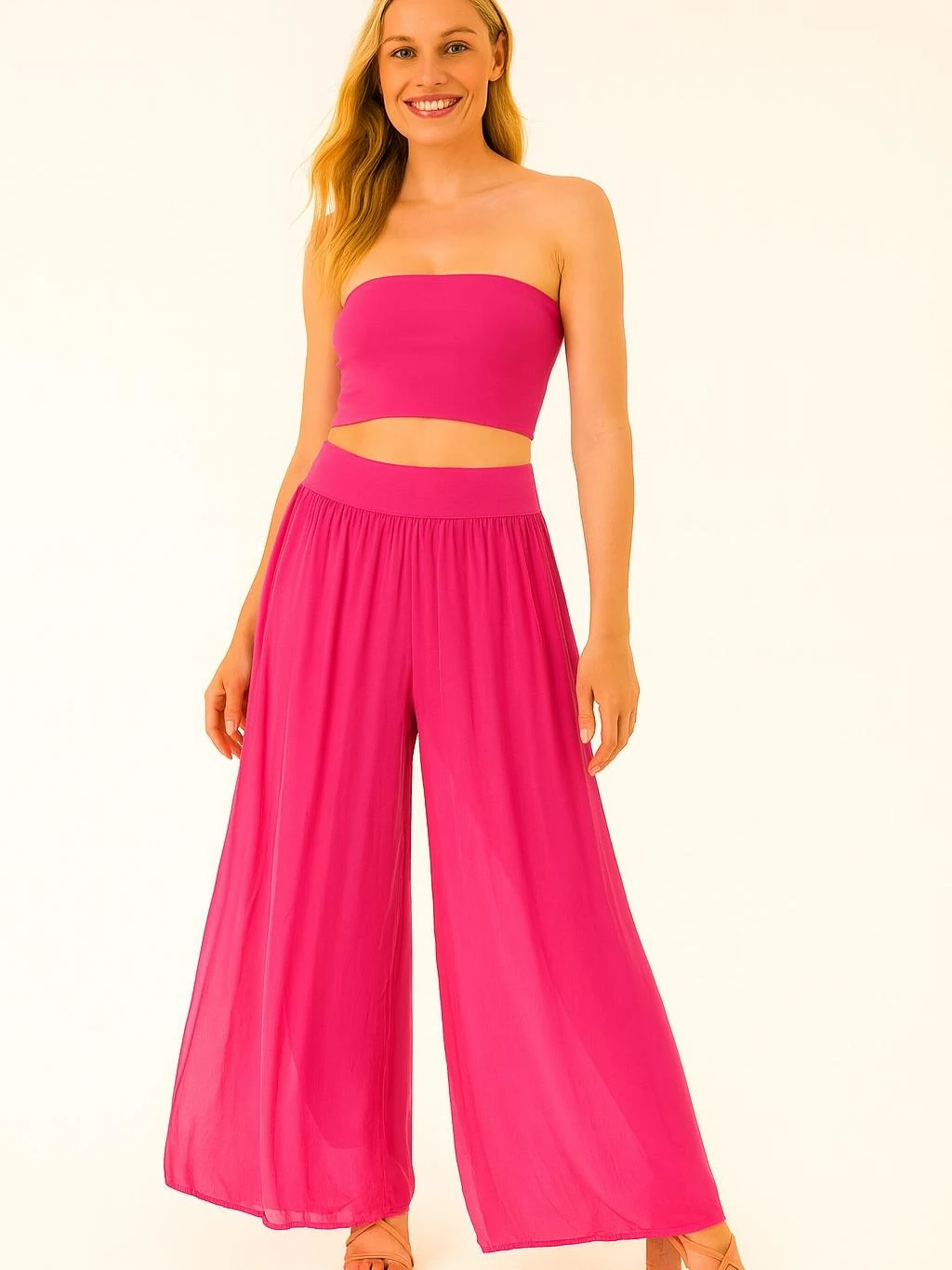 İtalyan İpek Pantolon - FUŞYA