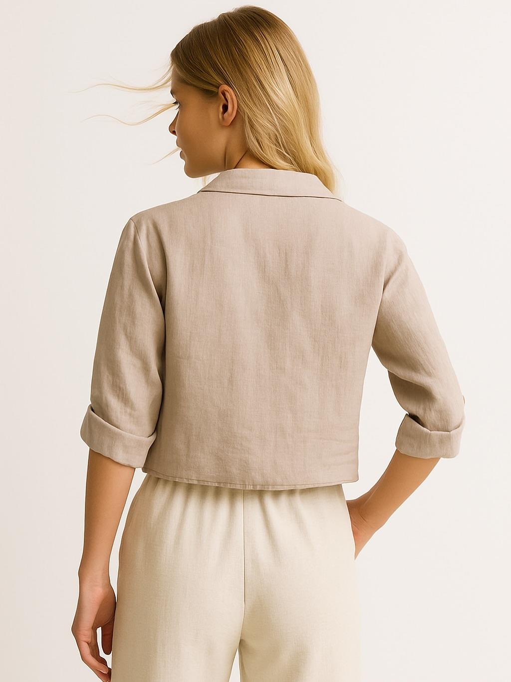 İtalyan Keten Gömlek - BEJ