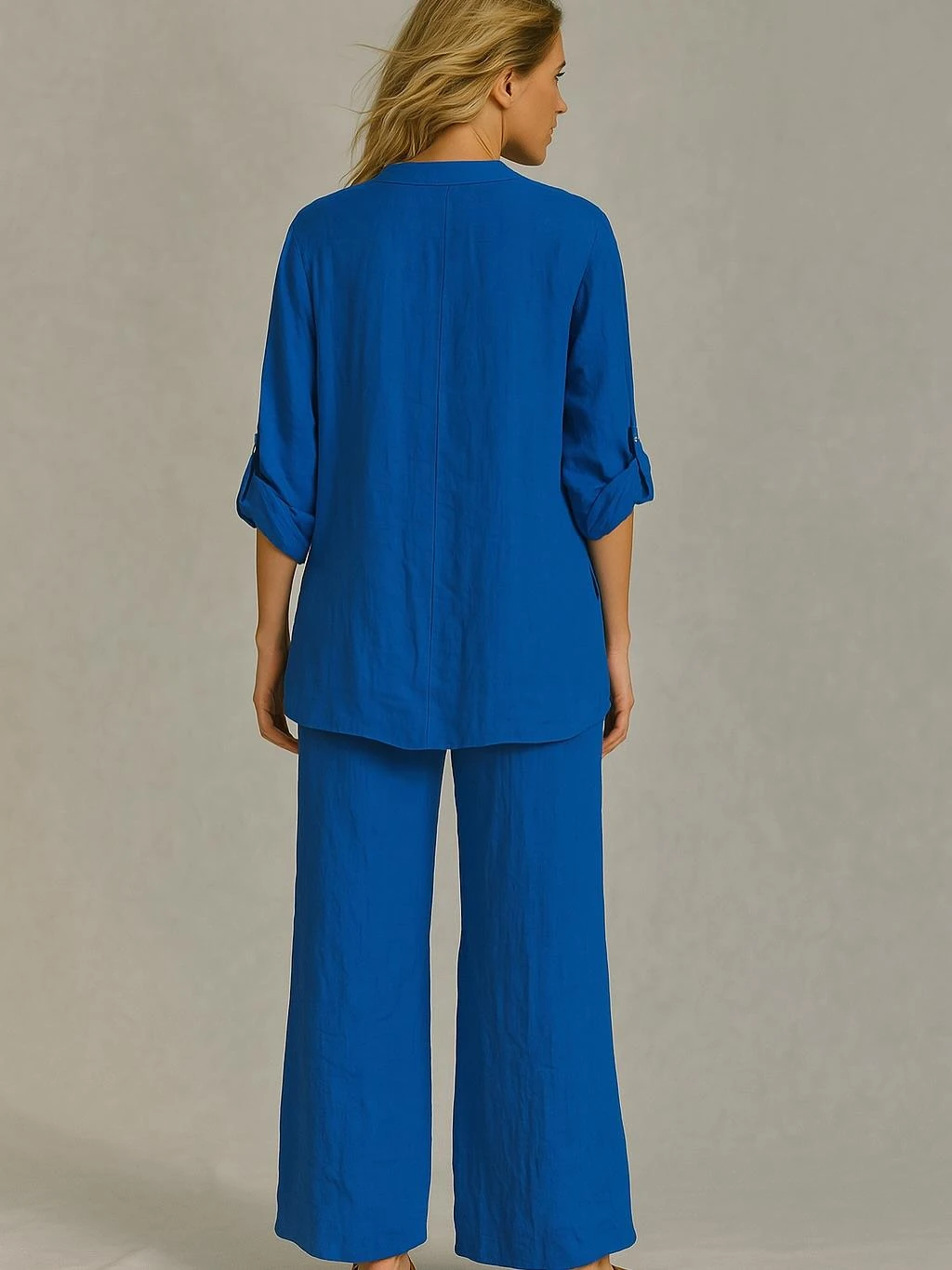 İtalyan Keten Takım - SAKS MAVİ