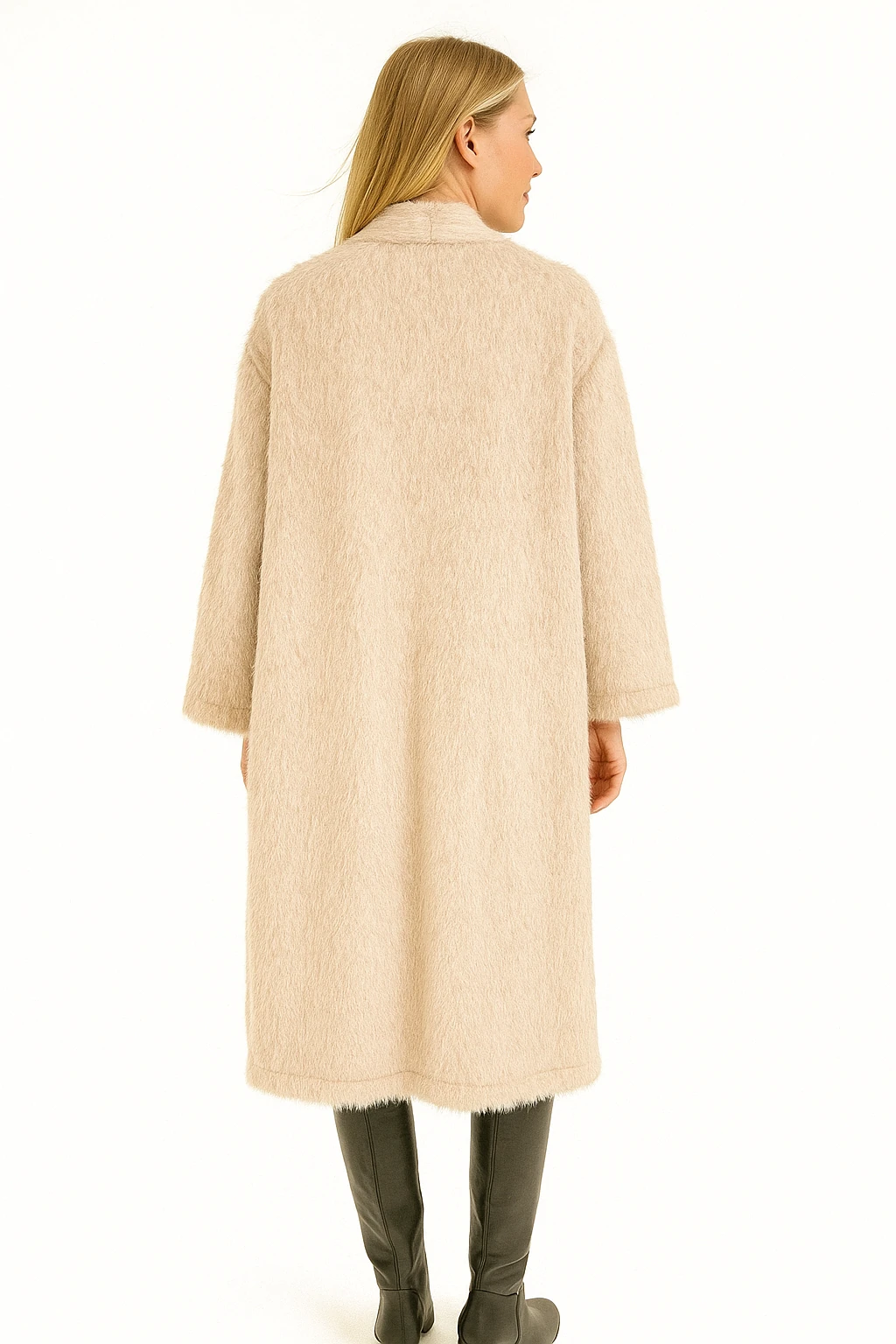 İtalyan Cep Detaylı Keçe Kaban - BEJ