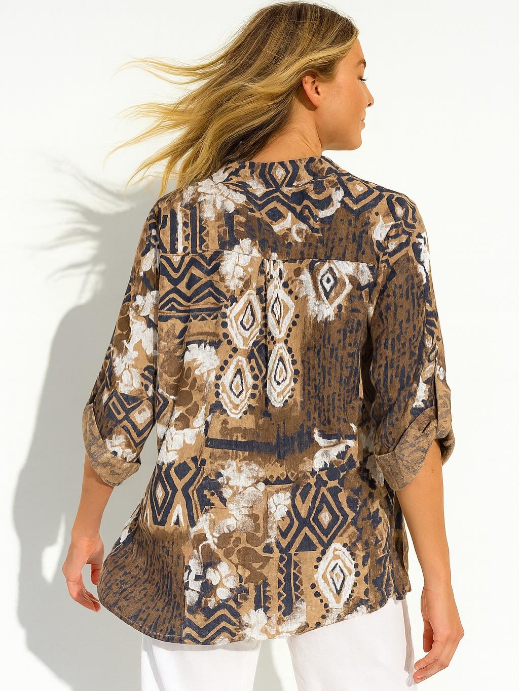 İtalyan Pamuk Keten Gömlek - KAHVE