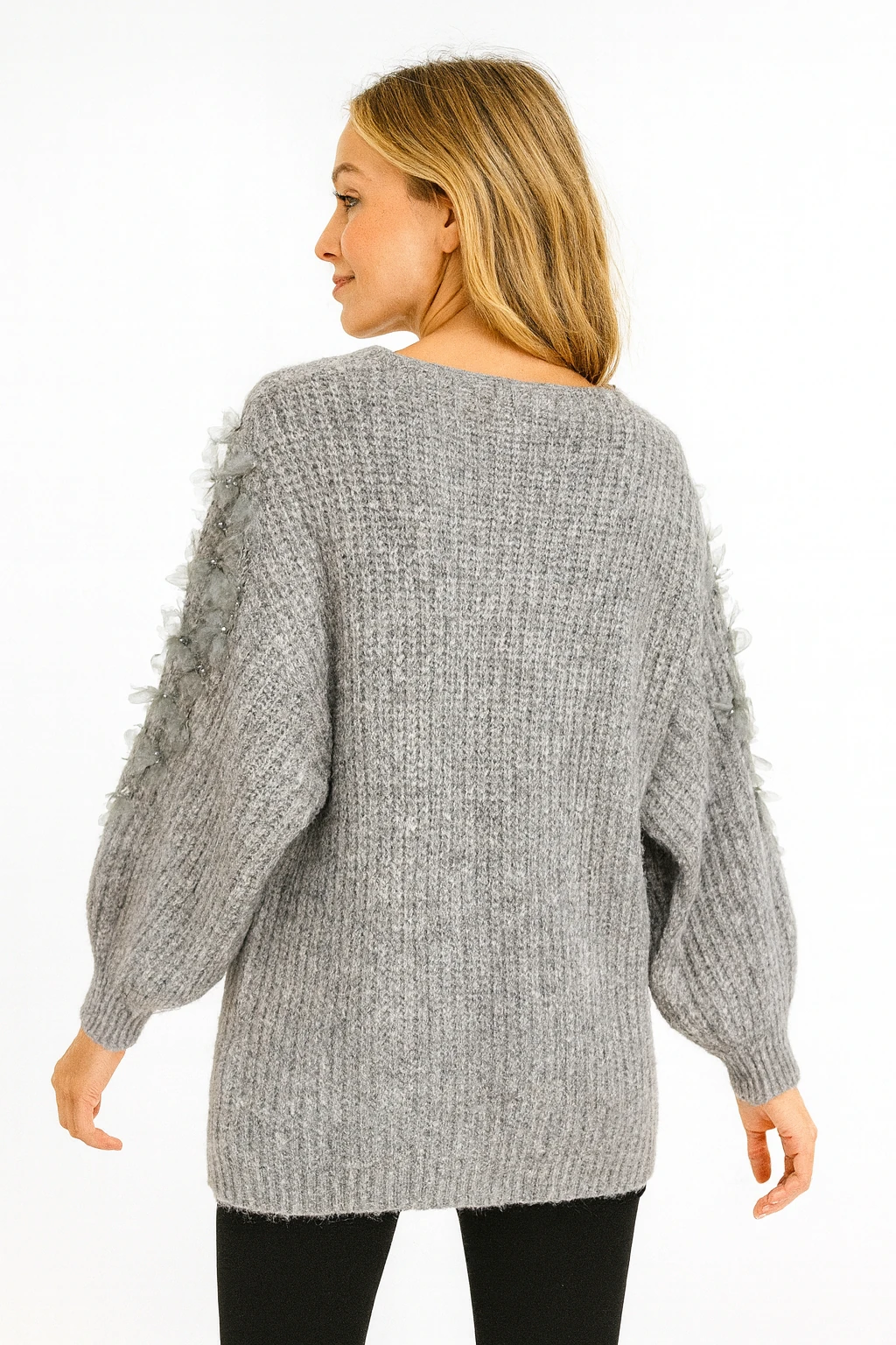 İtalyan Özel Tasarım Triko Bluz - GRİ