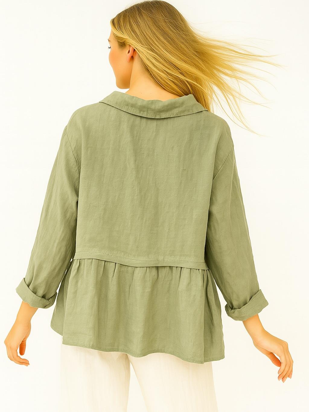 İtalyan Keten Gömlek - HAKİ