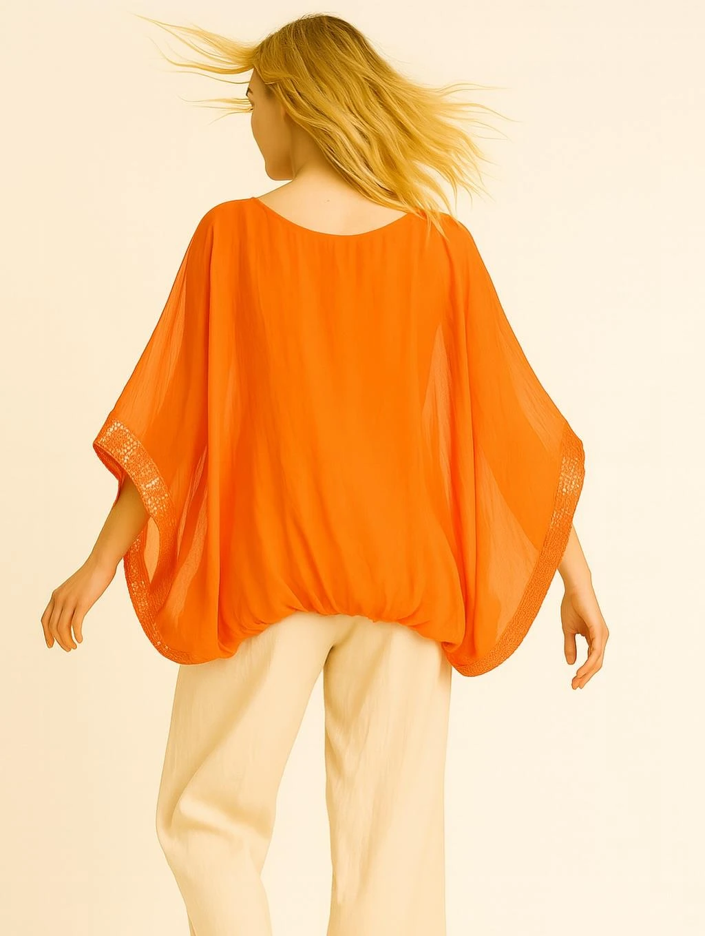 İtalyan İpek Bluz - TURUNCU