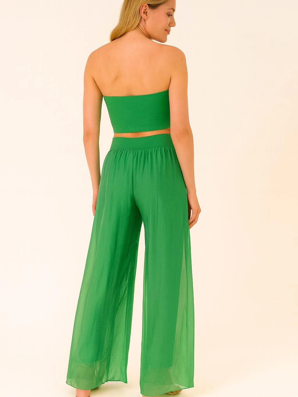 İtalyan İpek Pantolon - YEŞİL