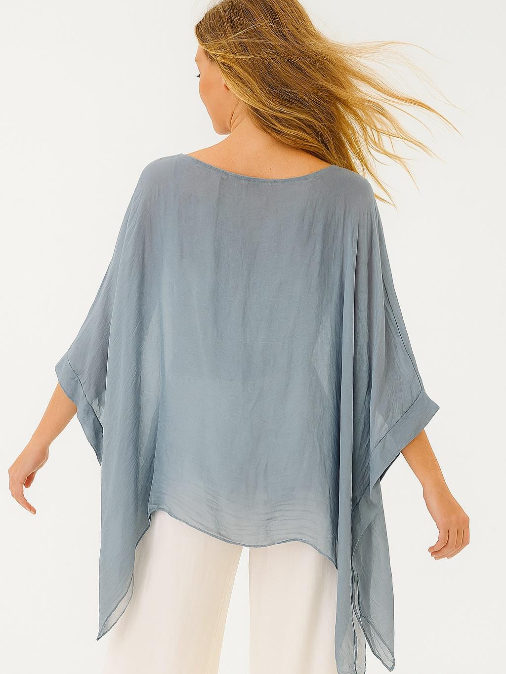 İtalyan İpek Bluz - BUZ GRİSİ