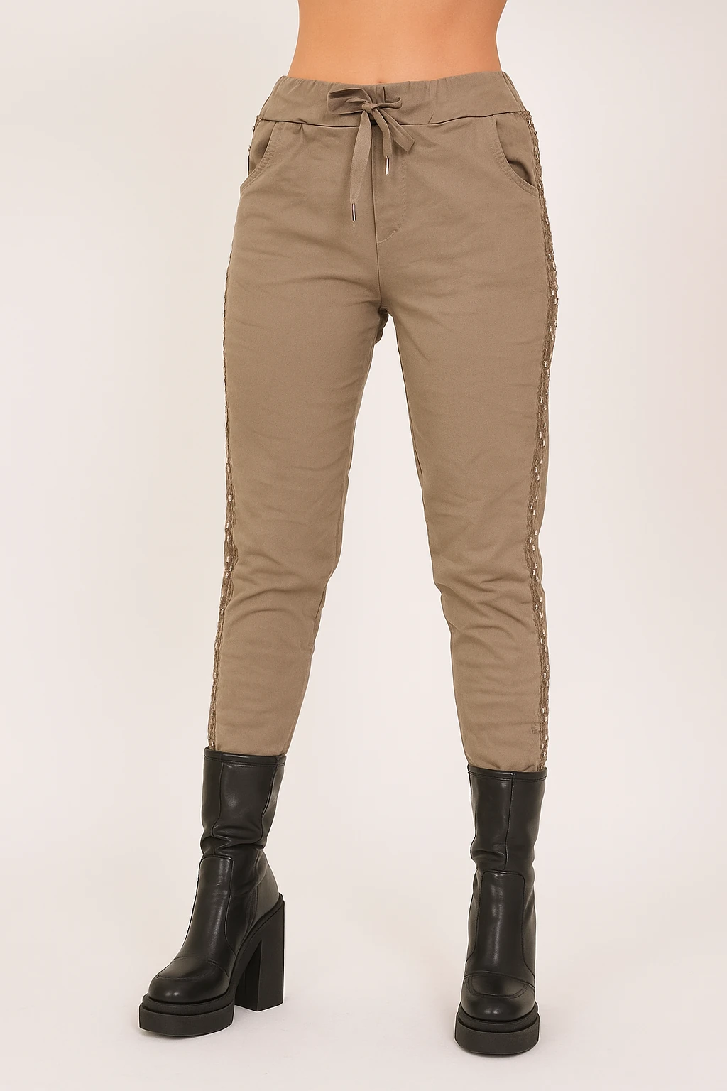 İtalyan Yanı Zımba Detaylı Pantolon - VİZON